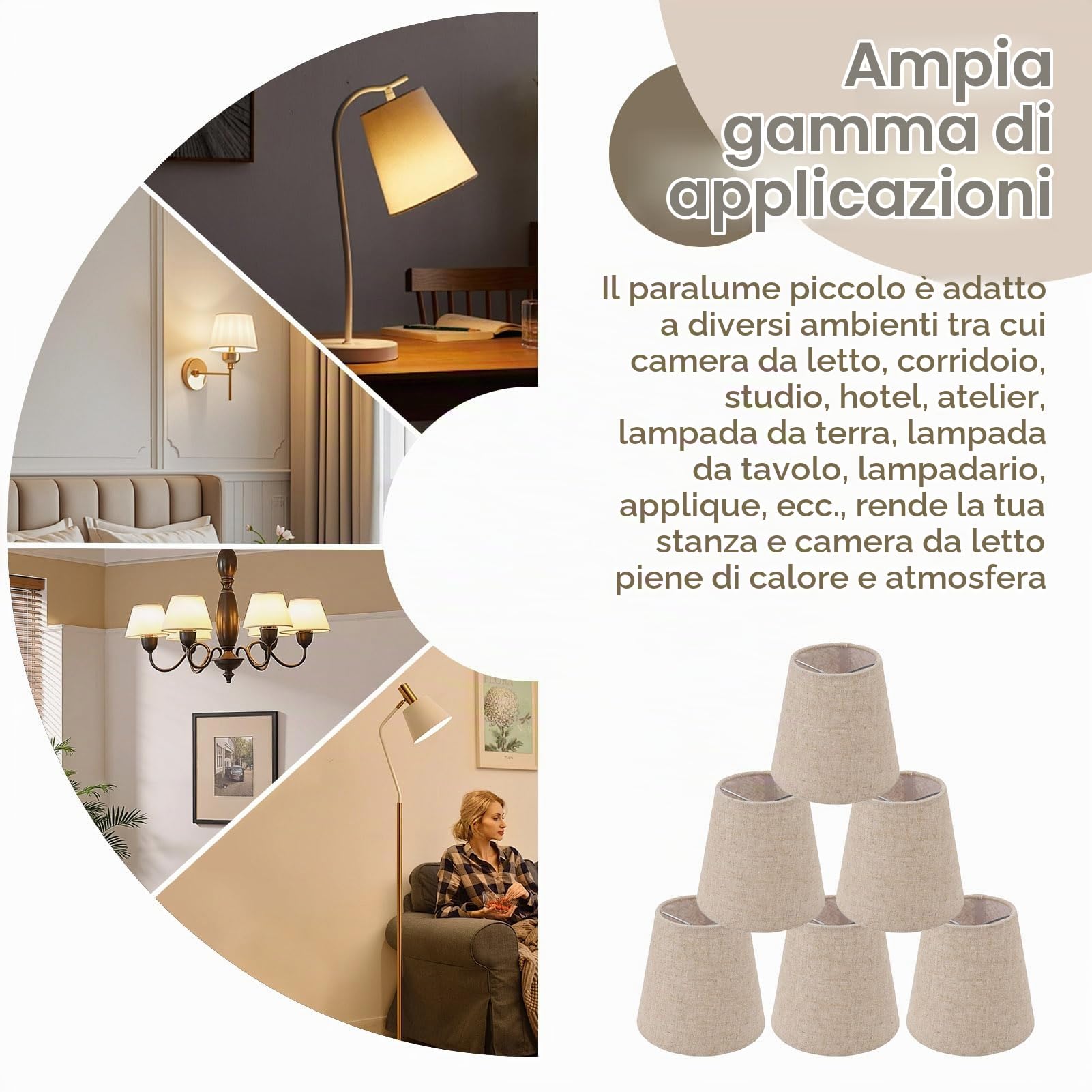 Paralume Piccolo, 6 Paralumi In Lino Con Clip, Paralumi Per Lampade Paralume In Tessuto Mini Botte Per Paralume Lampadario Set Di Paralumi Per Lampadari Da Tavolo