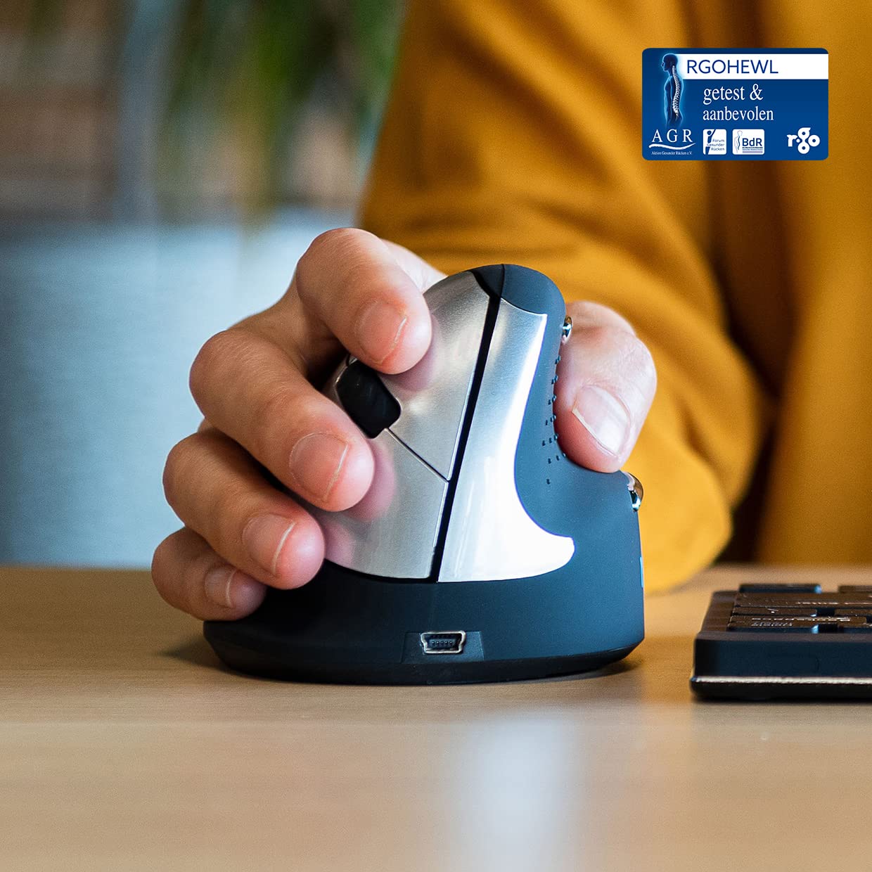 R-Go Tools Wireless Vertical Ergonomic Mouse, Medium, Right Hand, Black