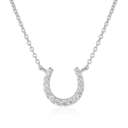 Dainty Horseshoe Necklace in 925 Sterling Silver, Cute Sterling Silver Horseshoe Pendant Necklace for Women in Silver, Gold or Rose Gold, Silver Jewelry for Women