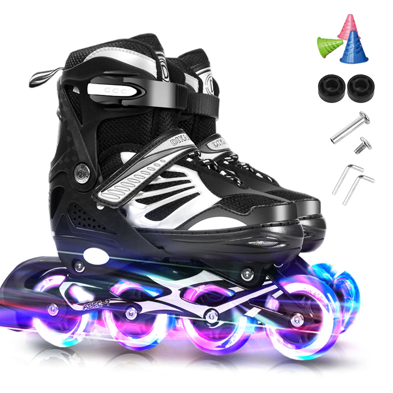 Lixada Inline Skates Kinder Vestellbare Inliner mit beleuchteten PU Rädern Rollschuhe Geschenk für Kinder Teenager,Jungen Mädchen Anfänger Damen Herren,Größe 28-33/34-37/38-41