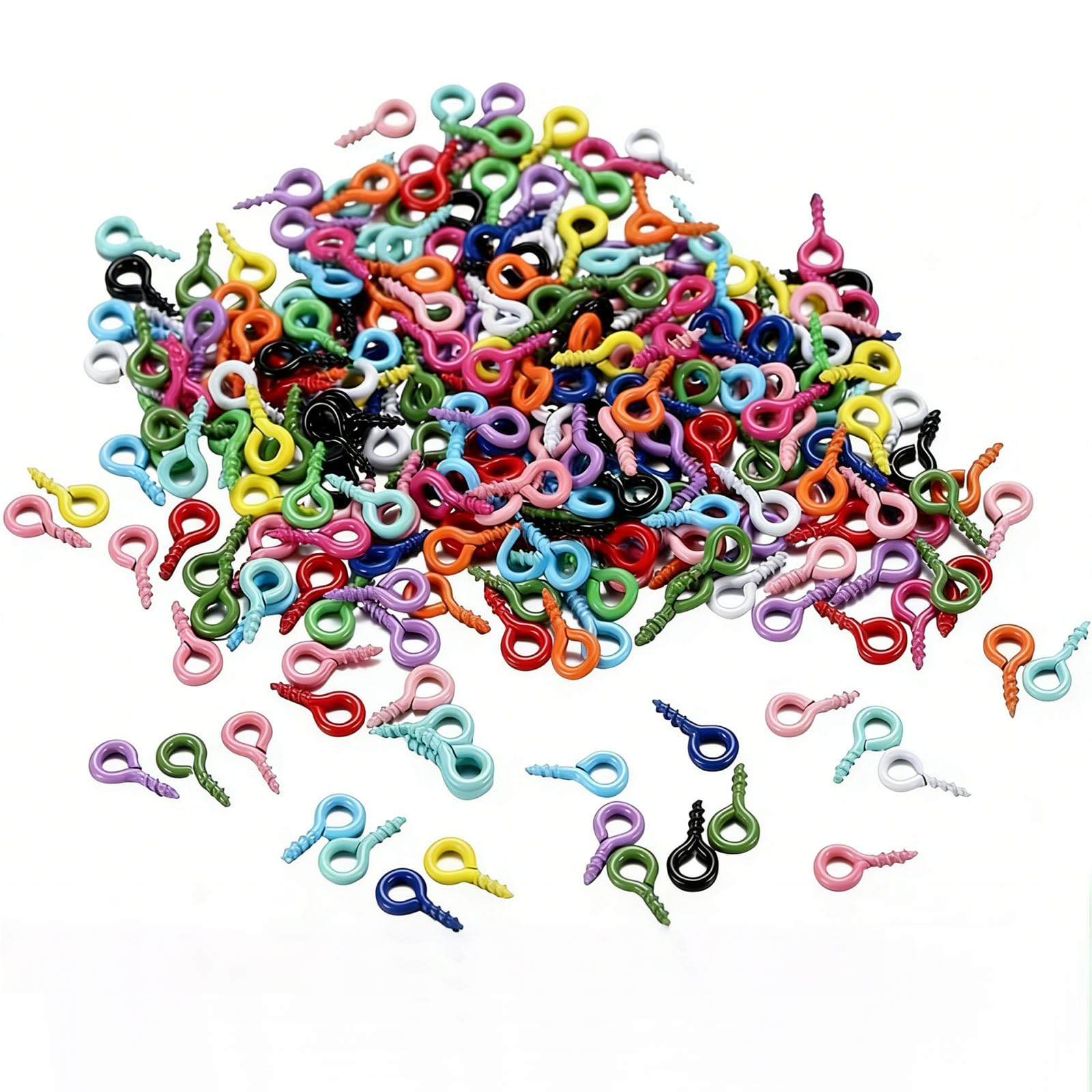200PCS Mini Screw Eye Pins, 4mm & 8mm Colorful Metal Eye Screws, Self-Tapping Jewelry Eye Hooks, Small Hoop Pegs for DIY Jewelry Making, Arts Crafts, Resin Projects, Wood & Clay