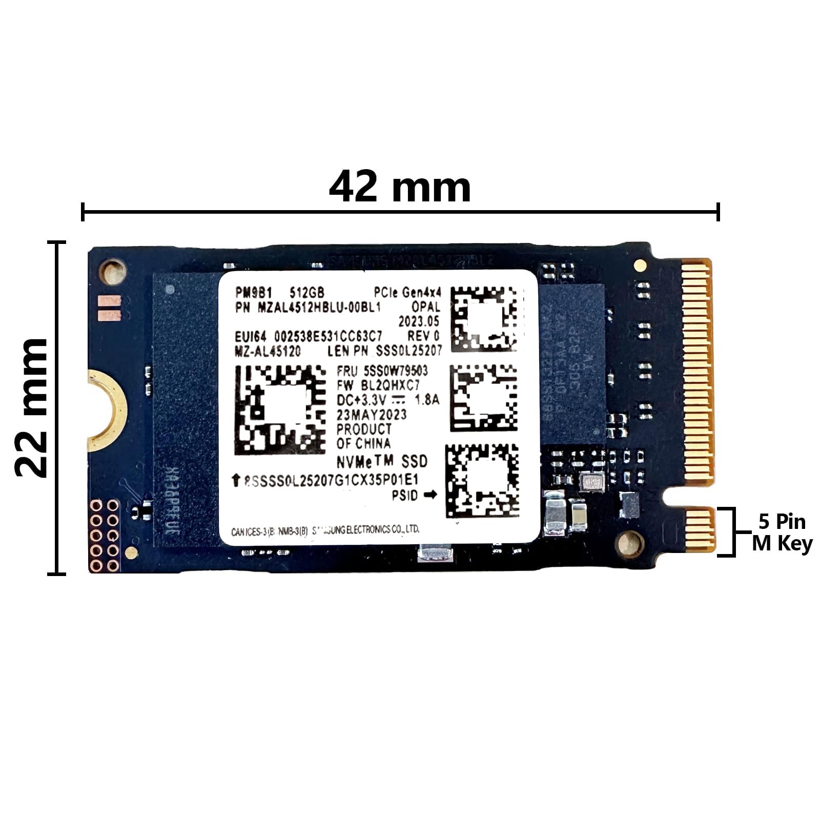 Samsung PM9B1 512GB NVMe SSD M.2 2242 PCIe Gen4x4 Internal Solid
