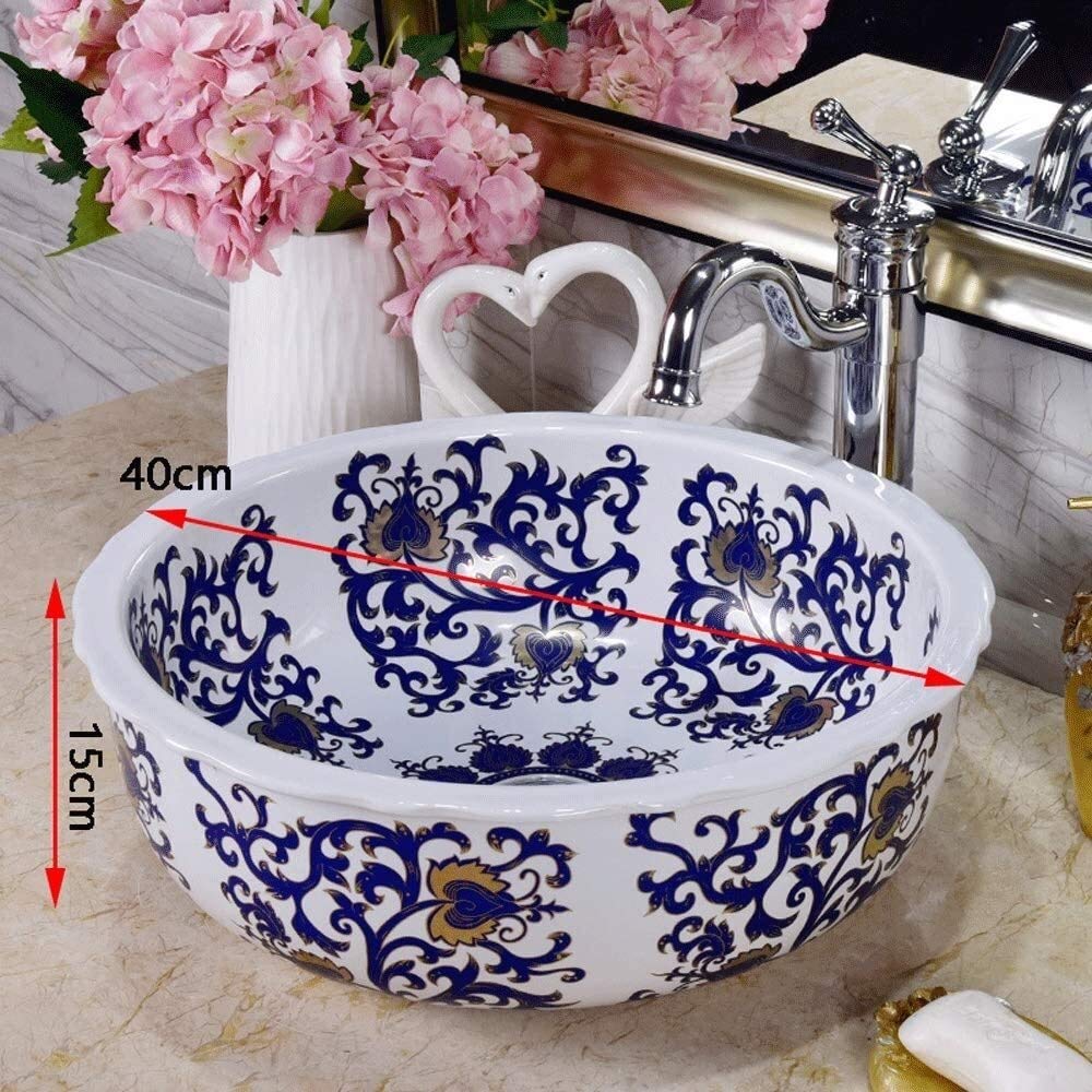 Szafka Pod Umywalkę Z Umywalką, Umywalka Nablatowa, Artystyczna Ceramiczna Umywalka Łazienkowa, Ręcznie Malowana Umywalka Nablatowa Z Porcelany Vintage