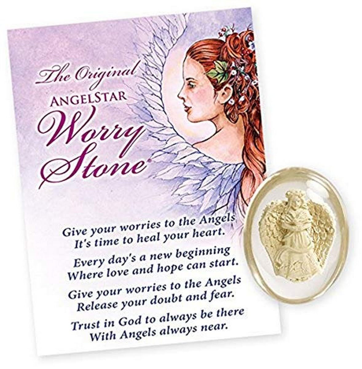 Angel Star 8719 Peace Angel Worry Stone, 1-1/2", Cream