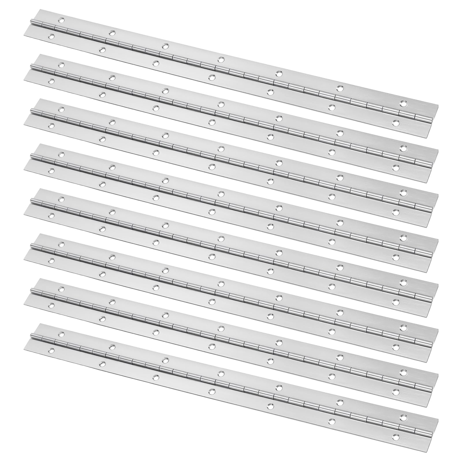 SOUJAP 8 Pack Stainless Steel Piano Hinge, 350 x 30 x 0.8 mm Continuous Metal Hinge for Cabinet Door and Window, Silver