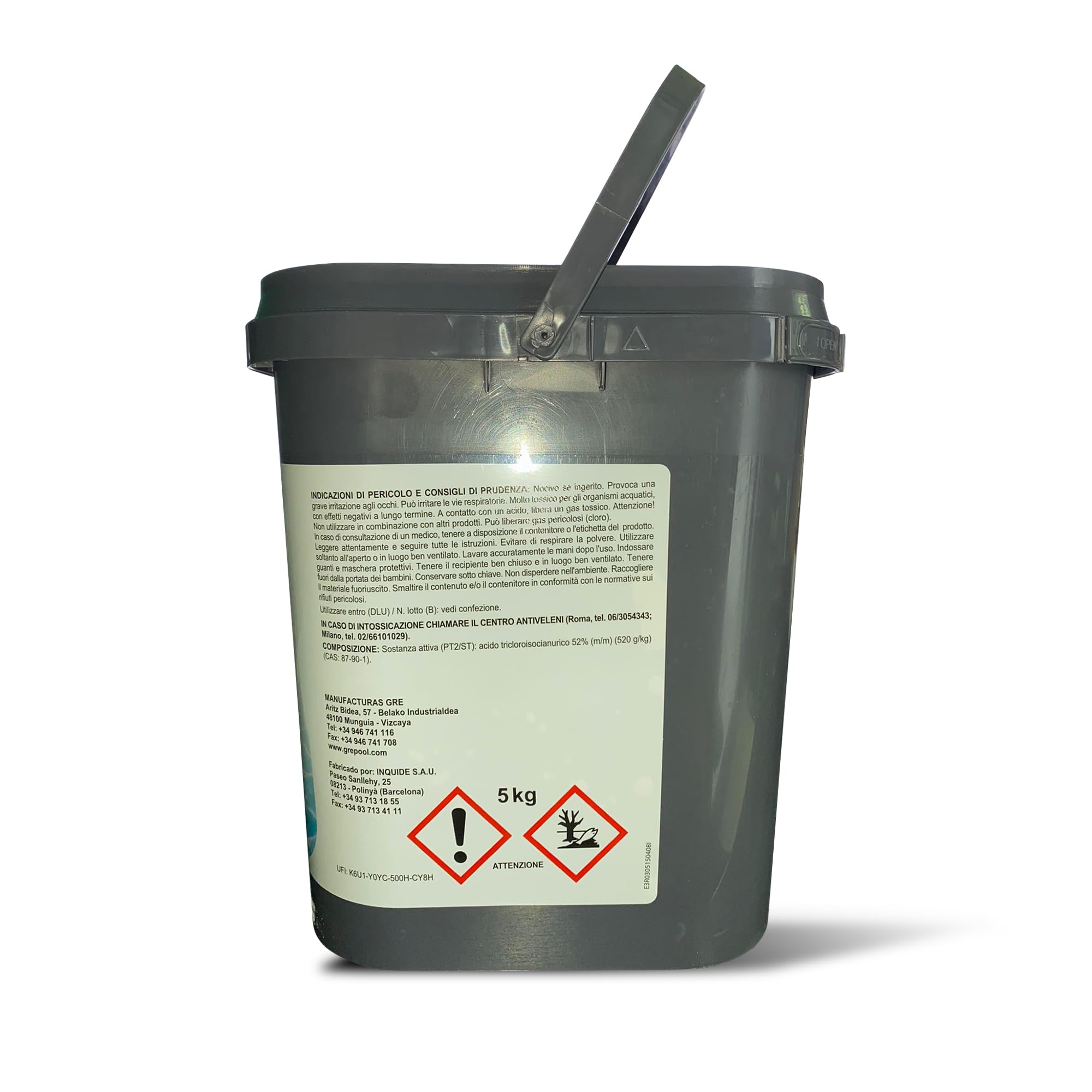 Gre 90084NB Cloro Forte Zero Borico in pastiglie da 30 gr - 5 Kg | Trattamento Shock Rapido e Mantenimento per Piscina e Spa