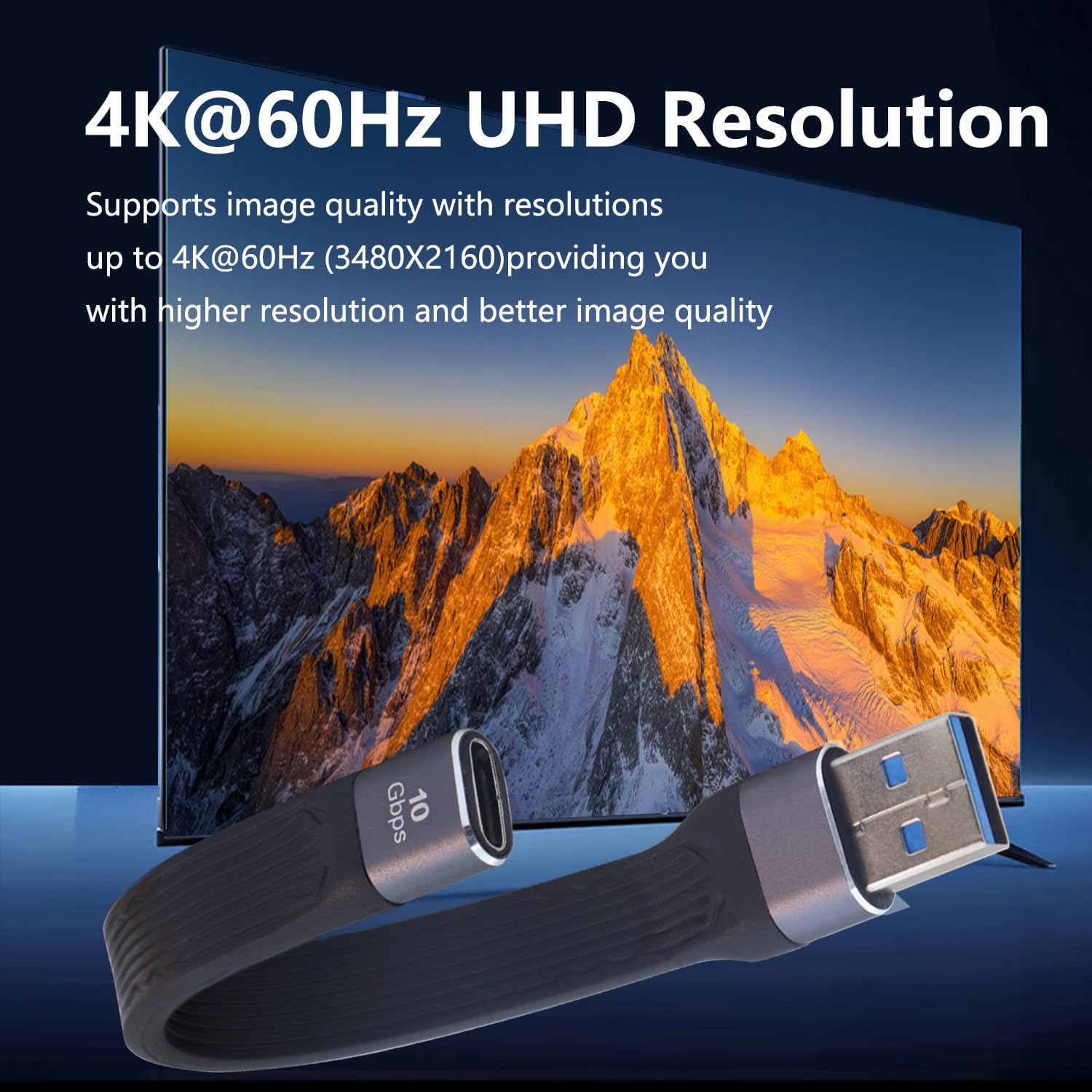 Cavo USB 3.1 Corto E Piatto, 10Gbps, 100W, Da USB-A Femmina A USB-C Femmina, 13cm, 4K@60Hz, Nero
