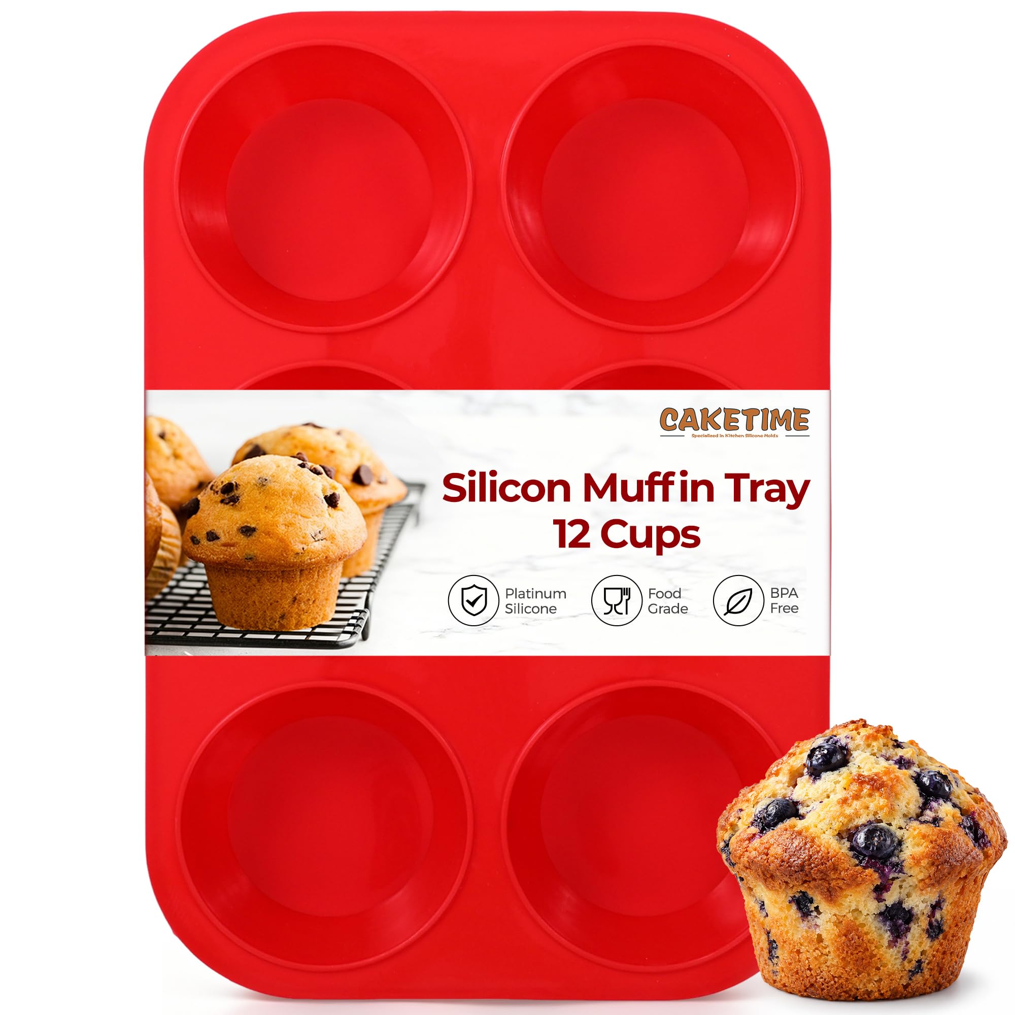 CAKETIME Deep Yorkshire Pudding Tray, 6-Cup Jumbo Muffin Pan for Baking