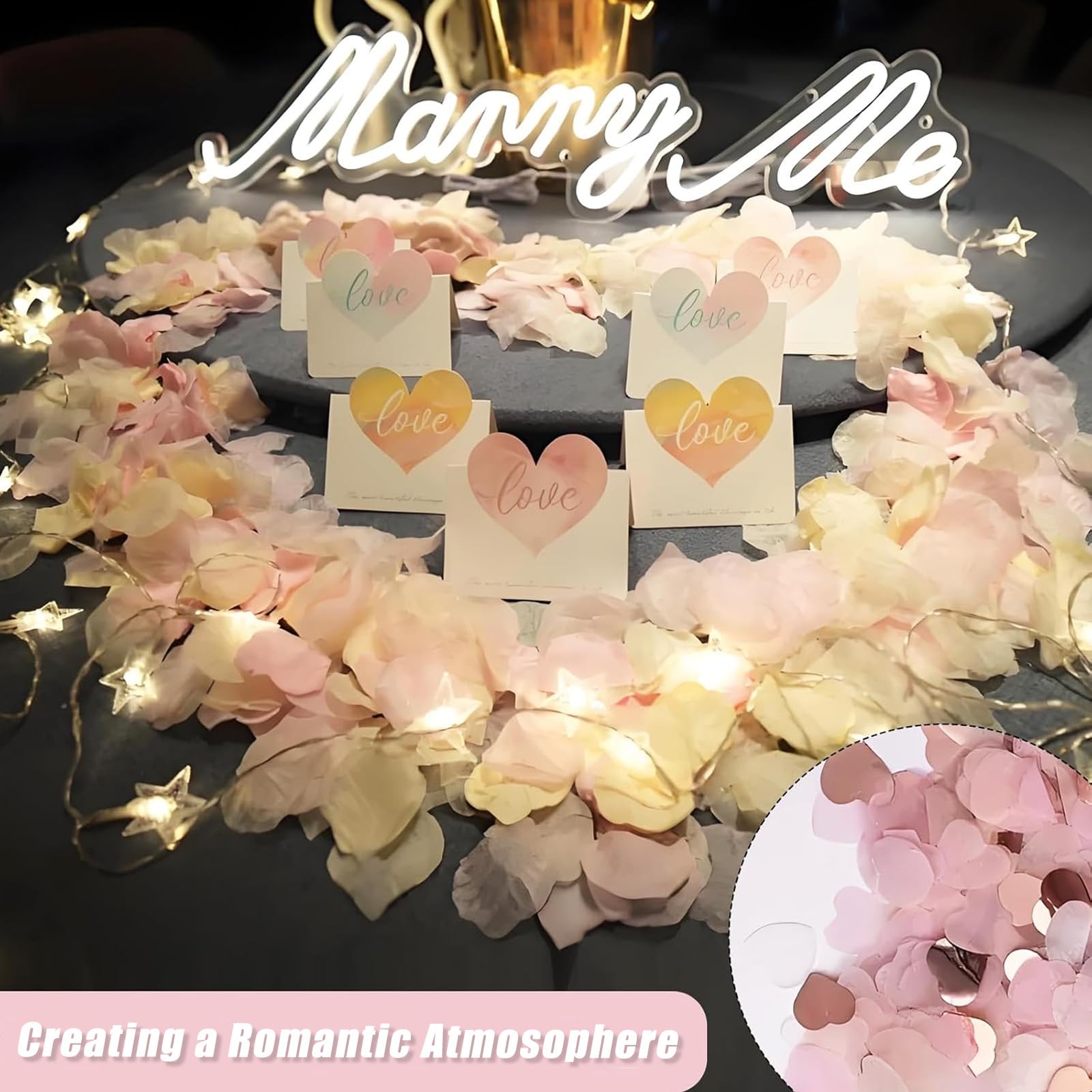 6000 Pieces Heart Shaped Paper Confetti For Weddings, Valentines, Anniversaries – Eco-Friendly Pink Hearts Paper For Table Decor, Paper Hearts Hen Party Table Decoration (Gold Pink - View #3