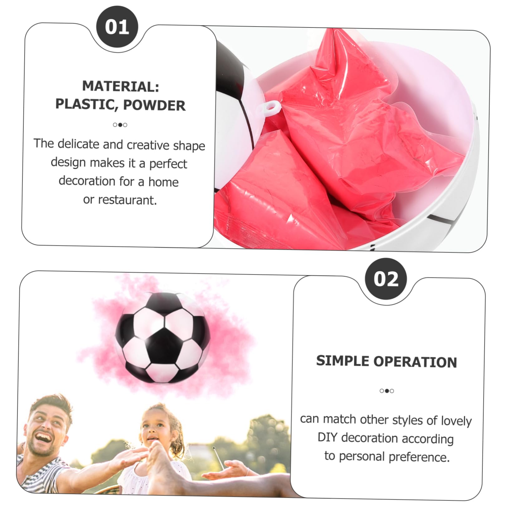SOLUSTRE Gender Reveal Fußball Set Farbenfrohes Partyzubehör für Jungen Geschlechtsverkündung Dekorative Pulverwolke für Fußballfans Fußball Partydekoration