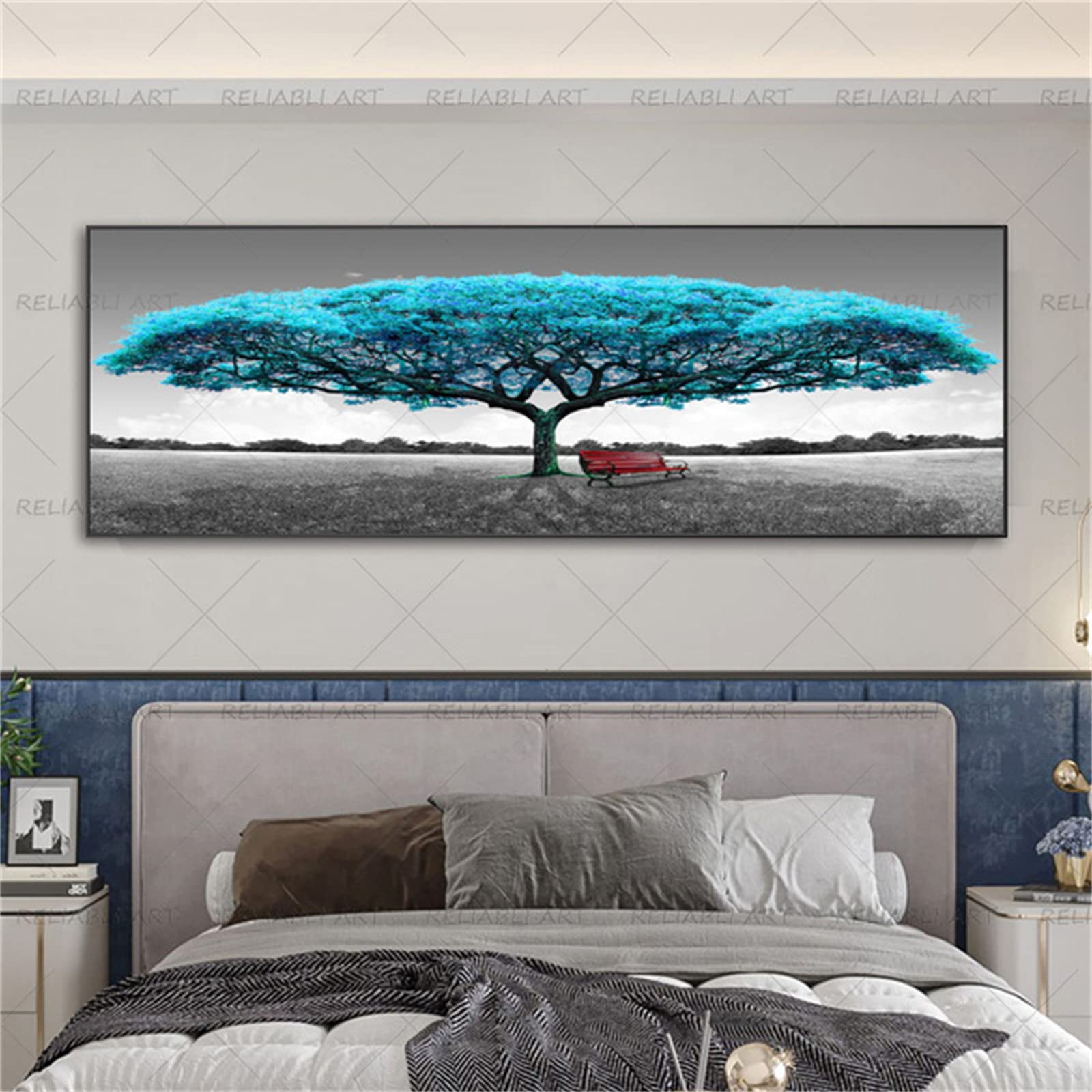 Broderie diamant kit complet 80x160cm arbre bleu loisirs créatifs adultes