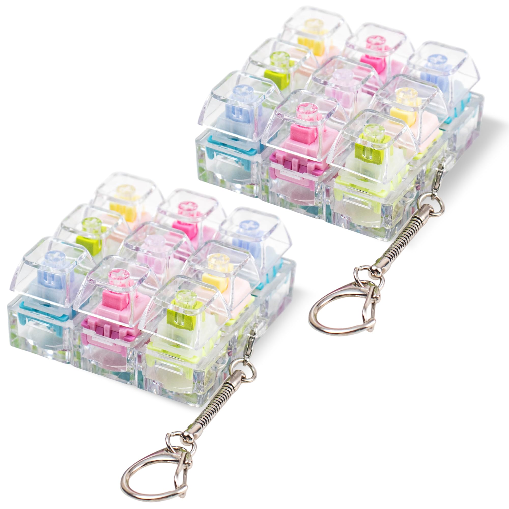 2 Pcs Keyboard Fidget Toys Fidget Clicker for Adults to Relieve Stress and Anxiety Decompression Keyboard Fidget Keychain (Clear)