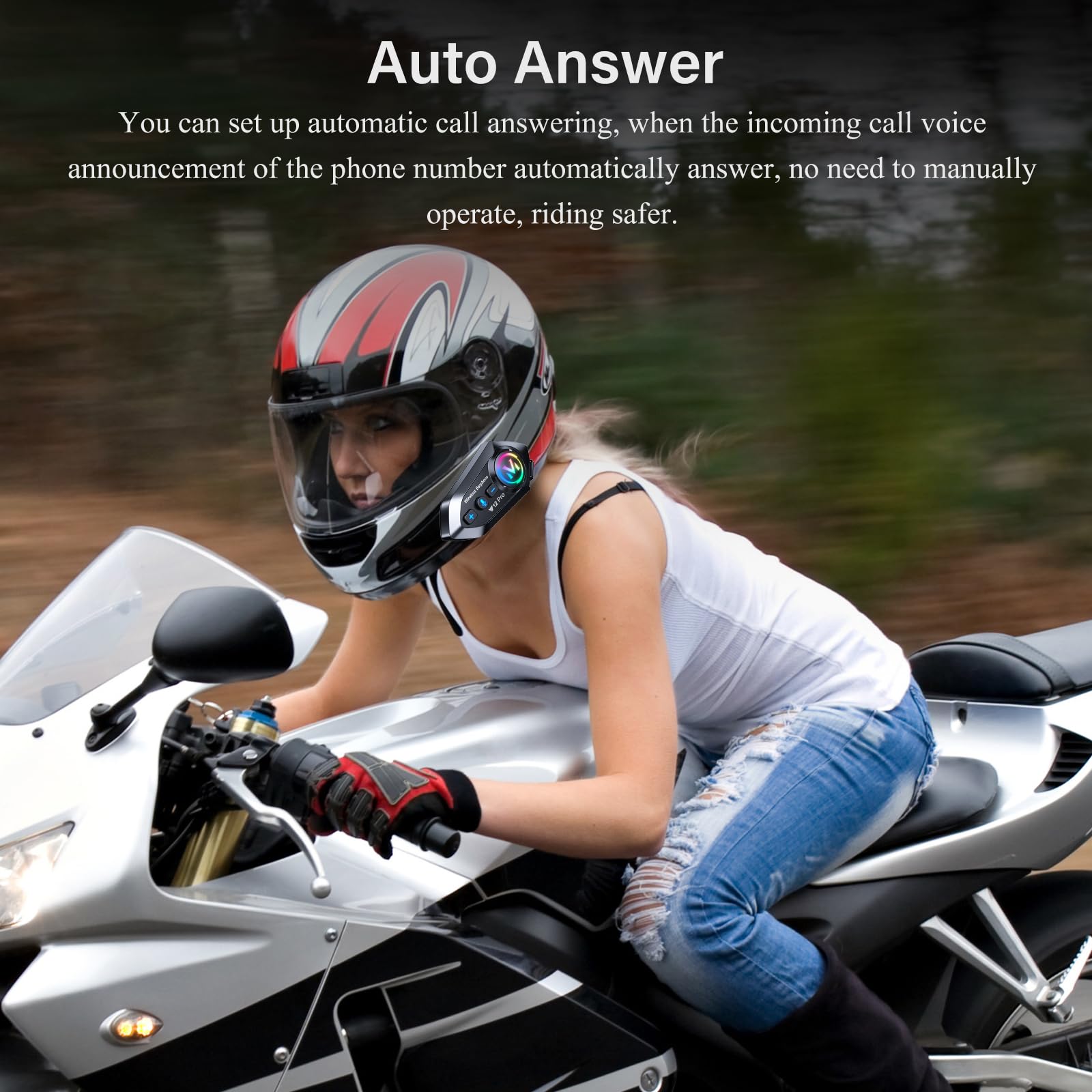 Motoradhelm Bluetooth 5.4 Headset Motorrad Helm Bluetooth Headset mit Dual-Chip für Audio-Multitasking Helm Gegensprechanlage Kopfhörer Kommunikationssystem für 2 Fahrer mit 500m Kompatibel Alle Helme