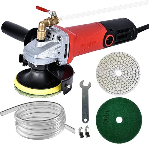 Pulidora húmeda, 860 W110 V con kit de herramientas de almohadilla de pulido de diamante de 4 pulgadas, velocidades variables, máquina pulidora de
