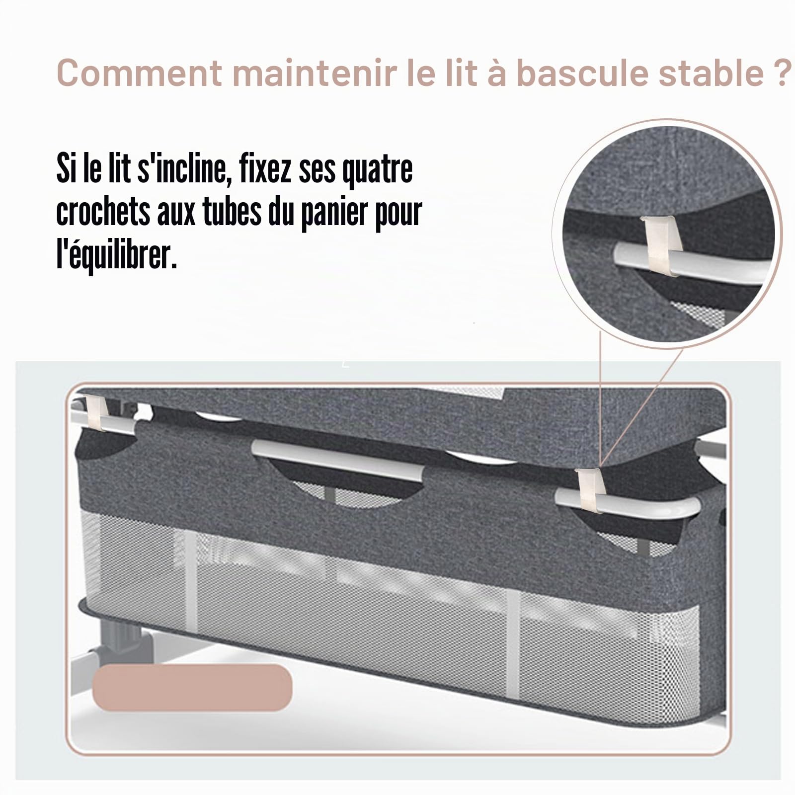 Berceau électrique Bluetooth pour cododo pour bébé, berceau de chevet convertible, berceau portable pliable pour nouveau-né avec matelas et haut-parleur de musique Bluetooth (gris électrique)
