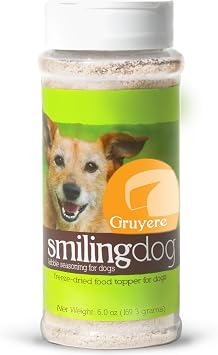 Herbsmith Smiling Dog Kibble Seasoning Freeze Dried Cheese Food Topper - Gruyere All Natural, Human-Grade Topper for Dogs - 6 oz