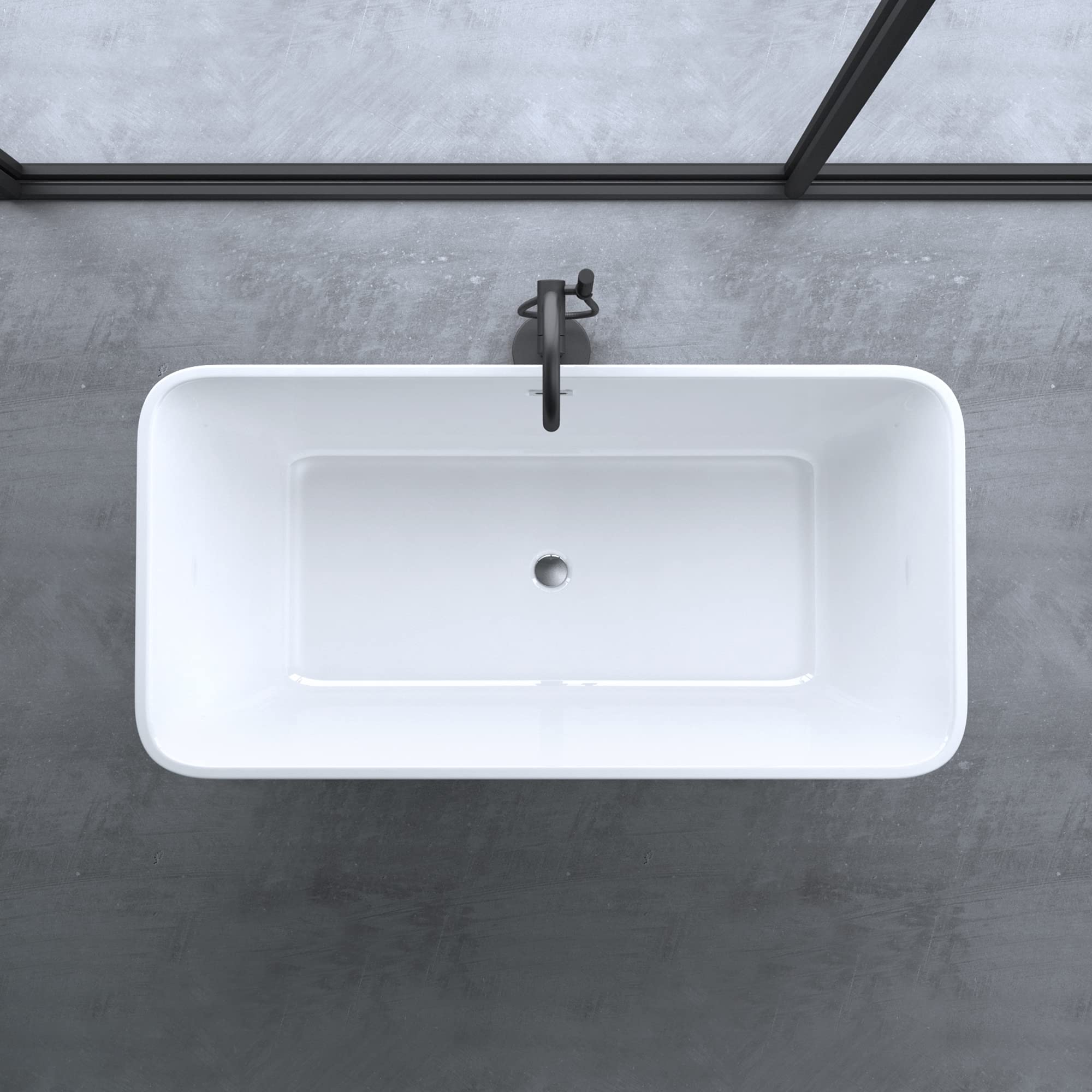 doporro Baignoire Îlot Rectangulaire Autoportante 150cm Acrylique Blanc
