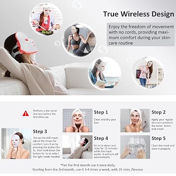 Electric Facial LED Mask,7 Colors LED Facial Skin Care Mask,Electric Face Beauty Machine Light Mask for Face, Rejuvenation Home Face Lifting Beauty Device