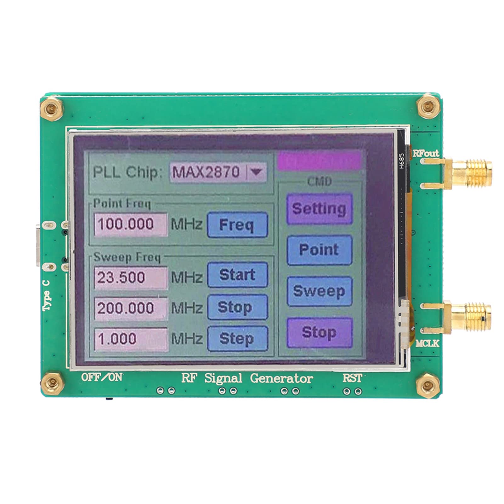 Sorgente del Segnale RF, Modulo Generatore della Sorgente del Segnale RF Alta stabilità Frequenza a Basso Rumore MAX2870 23,5-6000 M, -4~5 DBm, 4 Livelli di Controllo Touch Screen