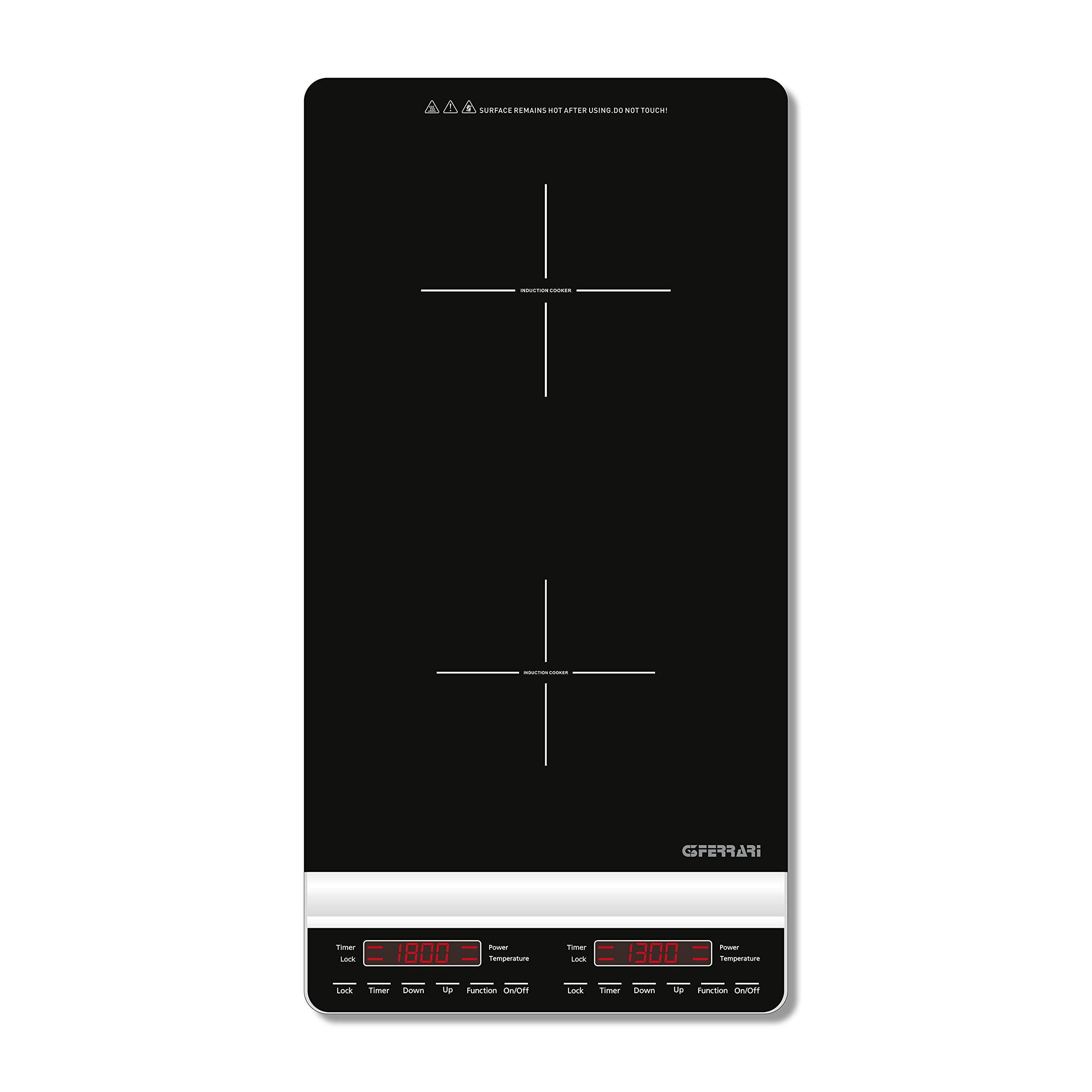 G3 Ferrari G10139 Dinamiko Deep Piastra ad Induzione Doppio Verticale, Design Slim 50cm, Timer 3 ore, 3100 W, Vetro, Regolazione potenza, Comandi Soft-touch