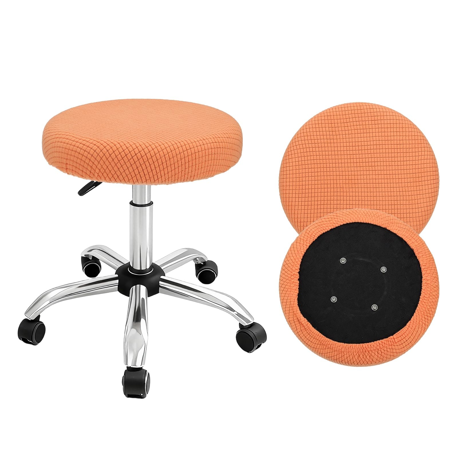 sourcing map 4Pcs Stool Covers Round, Stretchy Bar Stool Covers with Elastic Bands Washable Jacquard Stool Cushion Slipcover Fit 12-14 Inch Round Chair for Bars Home Market Hotel, Orange