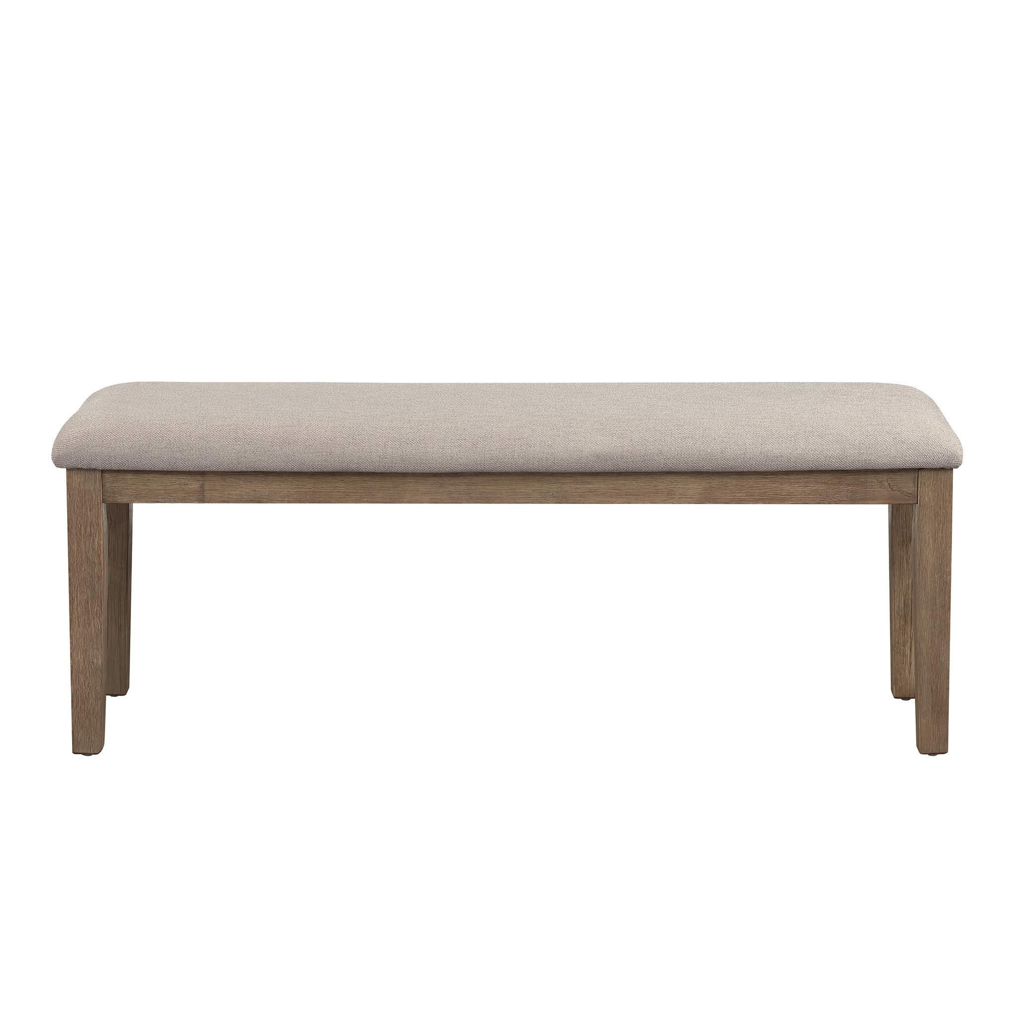 Homelegance Blair Upholstered Dining Bench, 48" W Entryway Bench, Sturdy Solid Wood Frame, Wire Brush Brown Finish, Comfortable Cushion Seat, Easy Assembly, Modern & Traditional, Gray/Brown