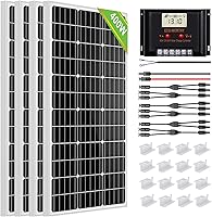 Vista 1 de ECO-WORTHY Kit de panel solar de 400 vatios y 12 voltios fuera de la red con 4 paneles solares de 100 W + controlador de carga de 60 A + accesorios