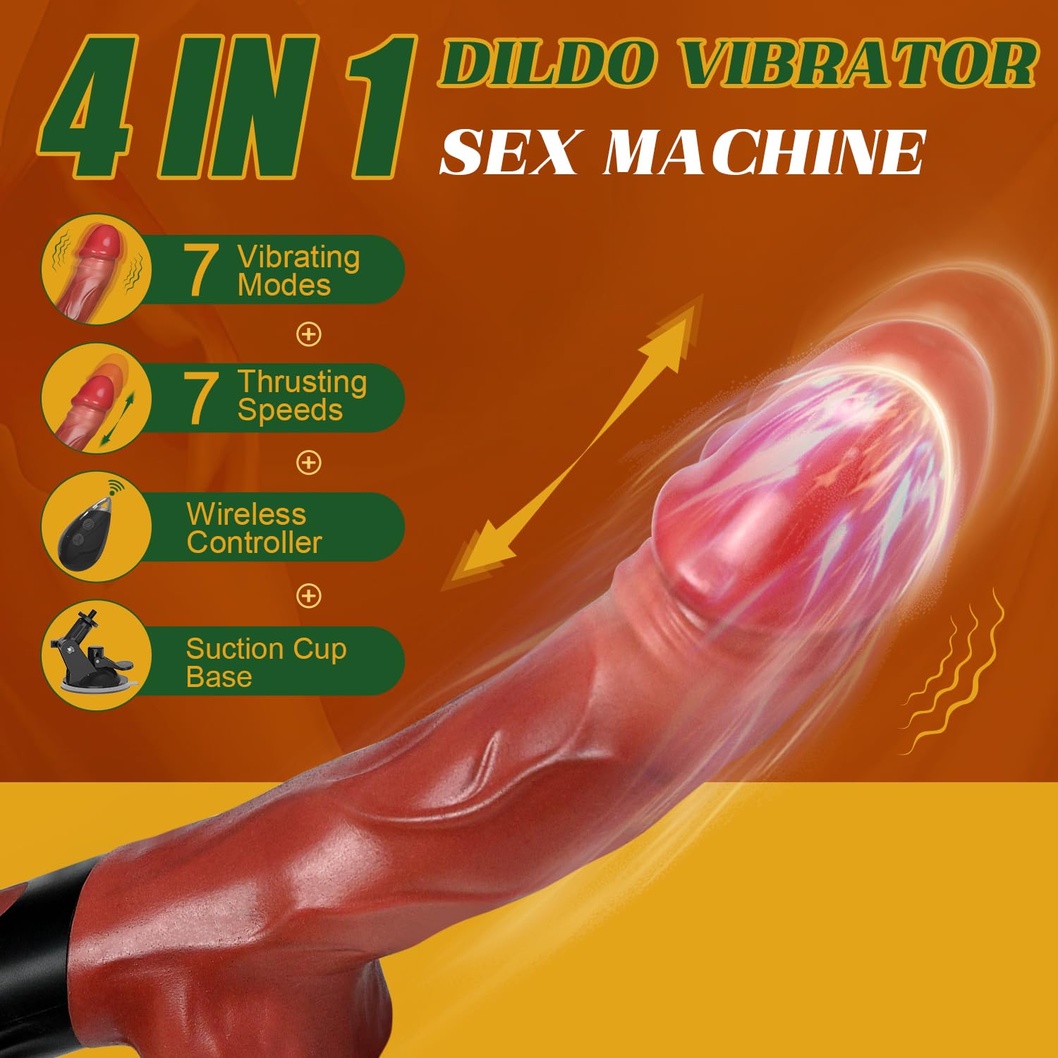 Thrusting Dildo Vibrator Sex Toys, 9.8" Realistic Dildos Sex Machine with 7 Thrusting & 7 Vibration Modes, Remote Control Vibrating Dildo Sex Toys for Women Couple G-spot Anal Stimulation