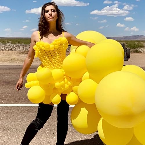 Miniatura 6 de Globos amarillos, 113 piezas de diferentes tamaños, kit de arco de guirnalda de globos amarillos 1812105 pulgadas, globos de helio de látex mate