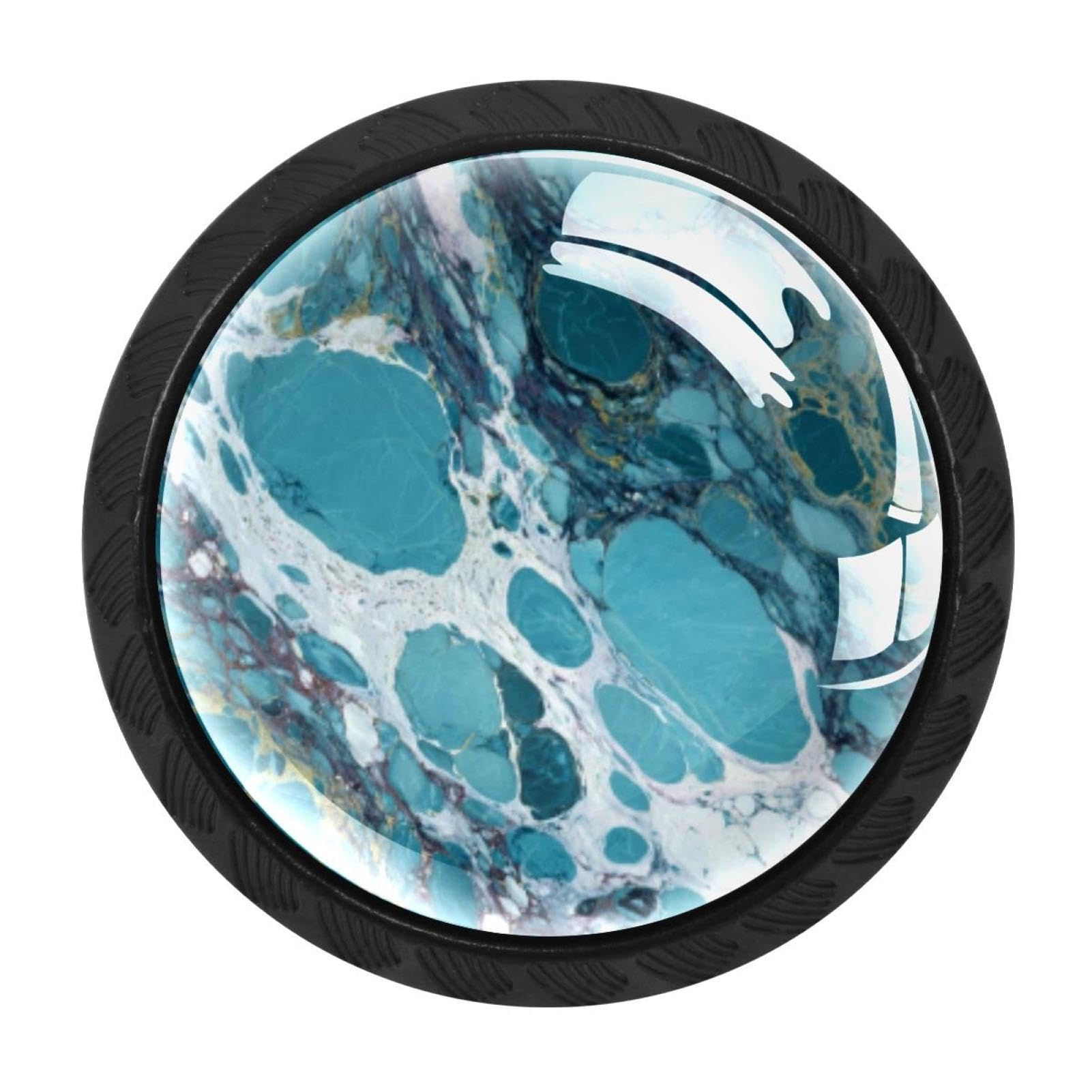 CHENZZZZ Turquoise Marble (2) Colorful Drawer Pulls 4 Pcs Handle Glass Door Cabinet Knobs Home Office Kitchen Wardrobe Cupboard Hardware for Dresser Drawers