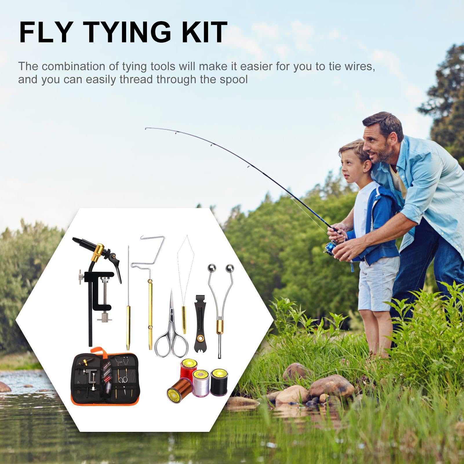 Kit di strumenti per costruire mosche, kit per costruire mosche per la pesca a mosca | Kit di strumenti portatili per la creazione di esche artificiali per mosche in metallo | Accessori da