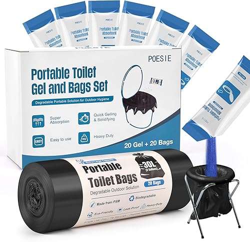 Miniatura 10 de Poesie Polvo de Gel Absorbente Poo para Inodoro Portátil Camping Senderismo Exterior Resolución de Orinal Portátil