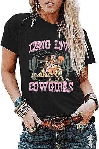 Western Cactus Horse T-Shirt Cactus Shirts for Women Desert Horse Graphic Tee Ca