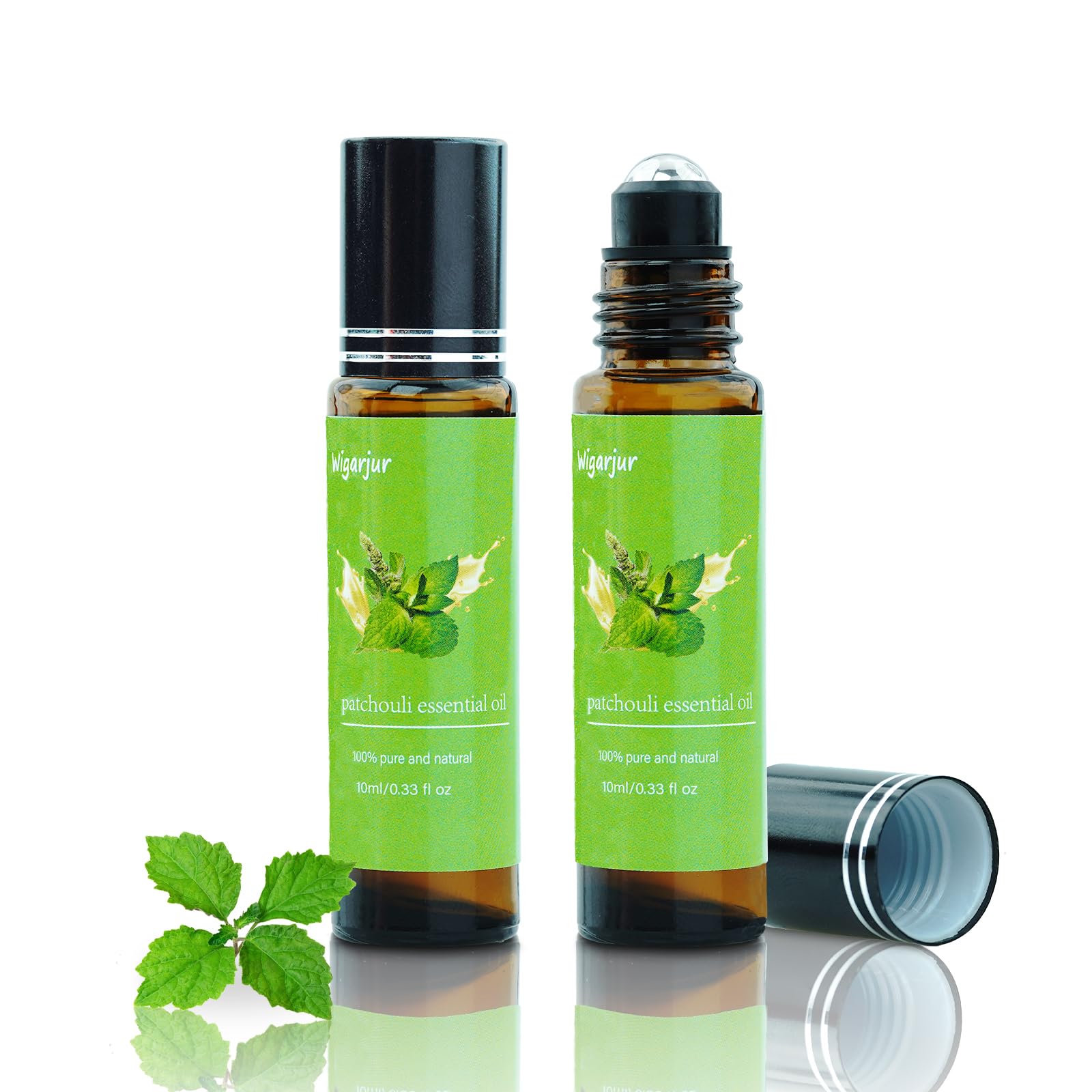 2 Pcs Patchouli Essential Oil Blend Oils Roll On Organic Essential Oils Fragrance Oil for Skin - Natural Lemon Rosemary Myrrh Geranium Essential Oil Natural Perfume, Premium Roll On Essential Oil 10ml