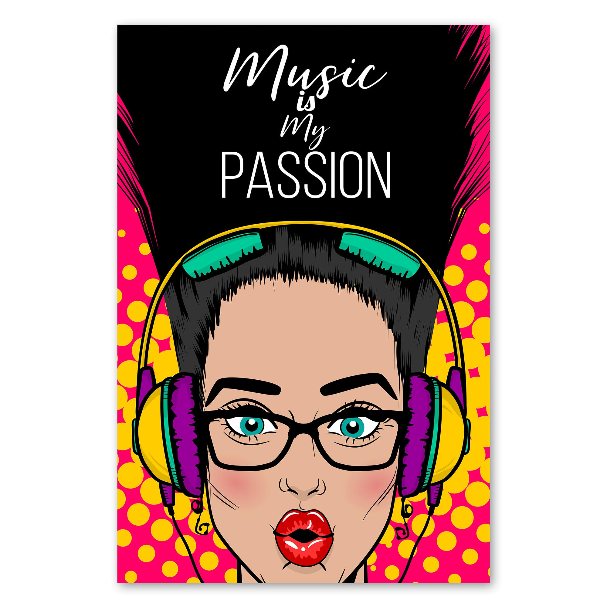 Postereck - 0913 - Affiche rétro, Music is My Passion Pop Art. Art Mural Tirage – Décoration musique, rétro, Poster - toile - 100,0 cm x 75,0 cm