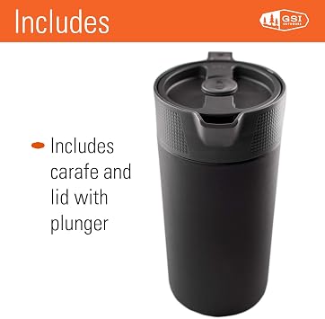 GSI Outdoors Glacier Stainless JavaPress, 30 fl oz, French Press Mug