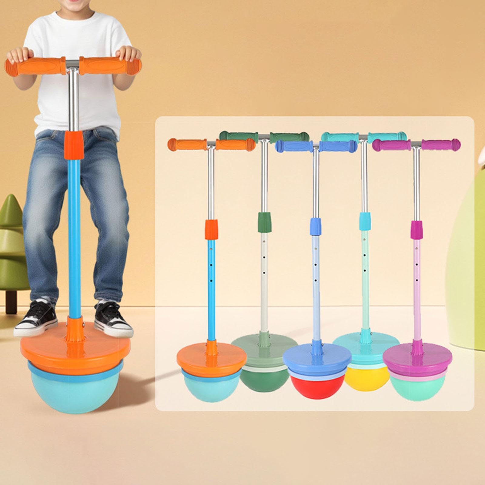Pogo Ball, Hüpfball, Sprungbrett, Fitnessspielzeug, Robustes PP Und Eisen, Sprungstab mit Strukturierter Unterseite, Geeignet für Jungen Und Mädchen