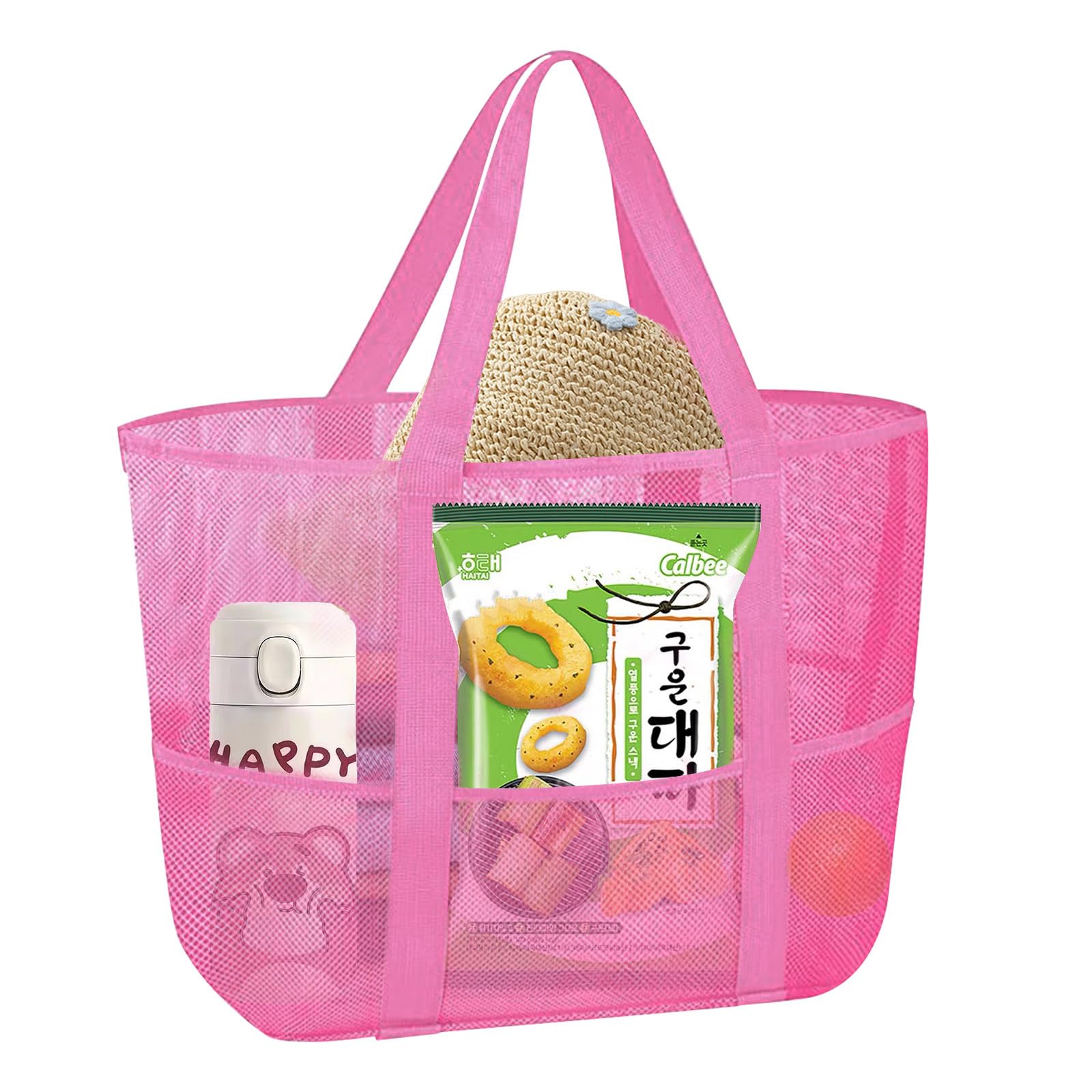 Bolsa Malla Playa, ACTOYS Bolsa Juguetes Playa Grande, 47 * 36 * 20cm Rosa, Mochila Juguetes Playa, Bolsa Red Playa, Bolsa Playa Arena Juguetes, Bolsa Rejilla Playa, Bolso de Tote Malla