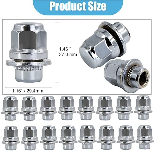 Miniatura 5 de Juego de 20 tuercas de llanta M12x1.25, piezas de accesorios de rueda, cromadas de 12 x 1.25 pulgadas, repuesto para Infiniti EX35 EX37 FX35 FX37