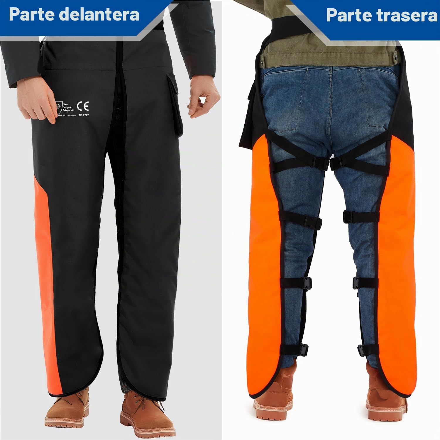 Universales Chaps de seguridad para motosierra, Chaps de protección contra cortes, Chaps ajustables para motosierra, delantal de motosierra con protección contra cortes para hombres/mujeres