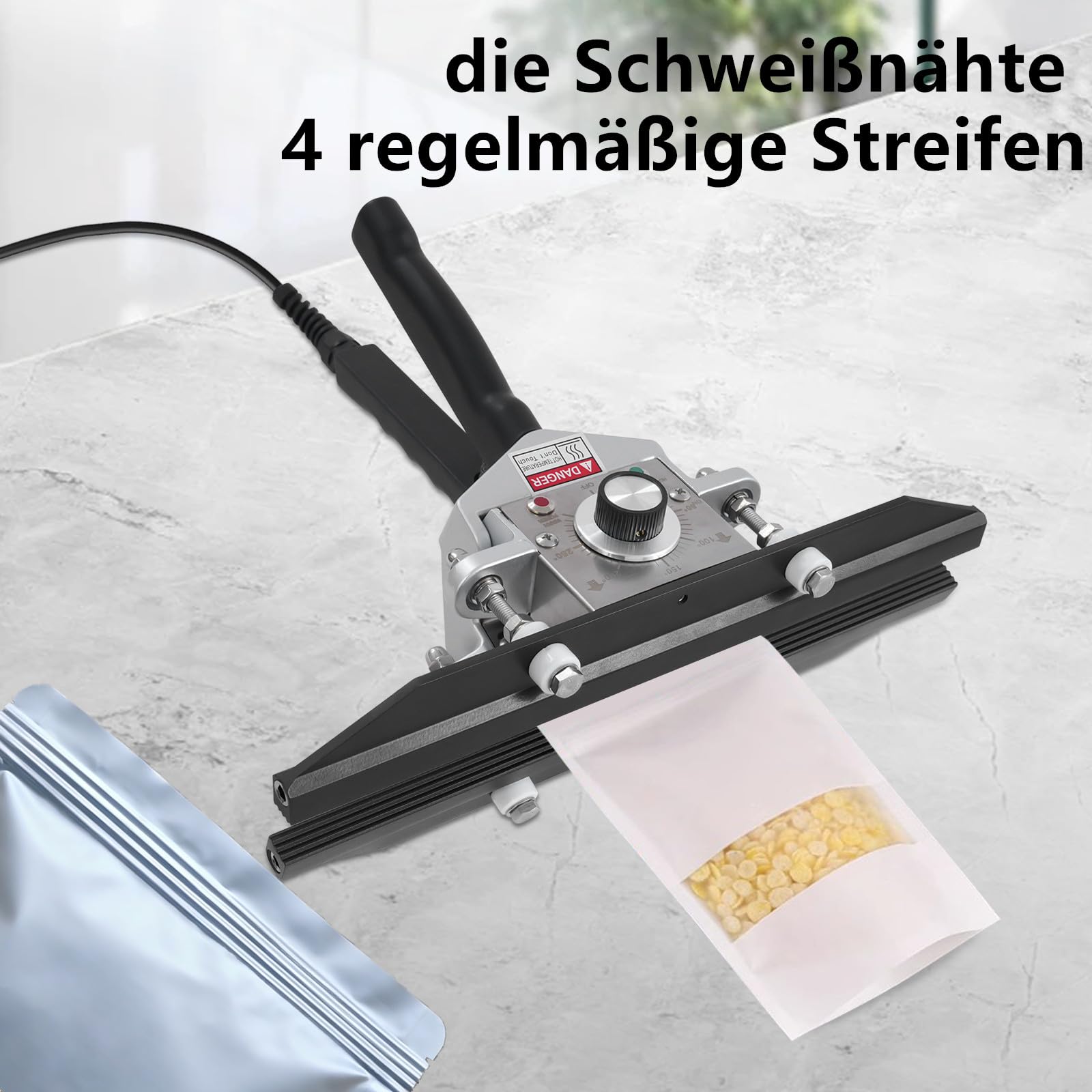 Handheld Heißsiegelgerät 300mm 500W 0-300℃ Folienschweißgerät für Mylar Aluminium-Folien Kraftpapier Schwarz