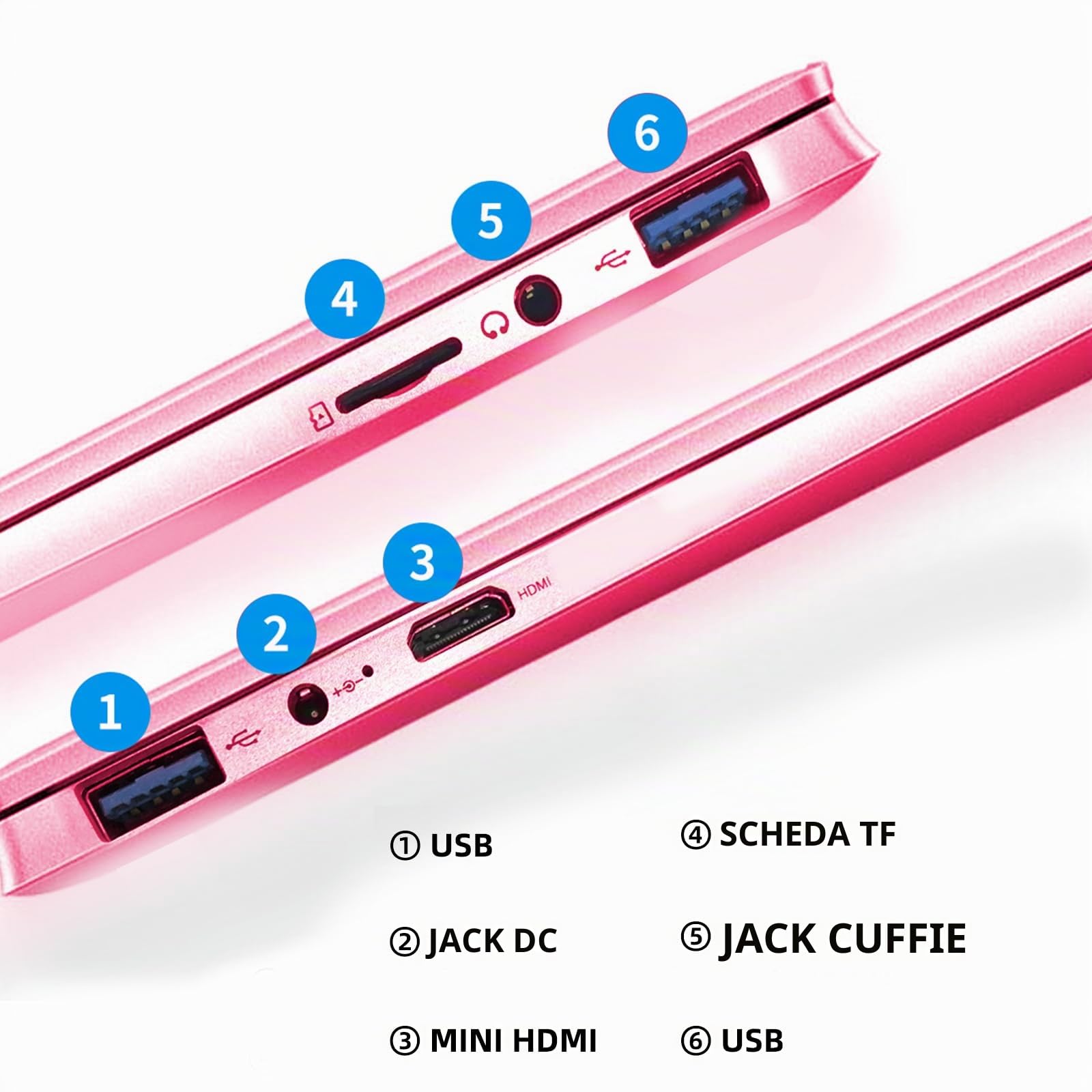 AKEDA PC Portatile 15,6 Pollici Rosa – Laptop Leggero con Processore N95, 16GB RAM, SSD 1TB, Schermo FHD IPS, Tastiera Retroilluminata, Ideale per Studio e Lavoro Legger(Tastiera UK+pellicola IT)