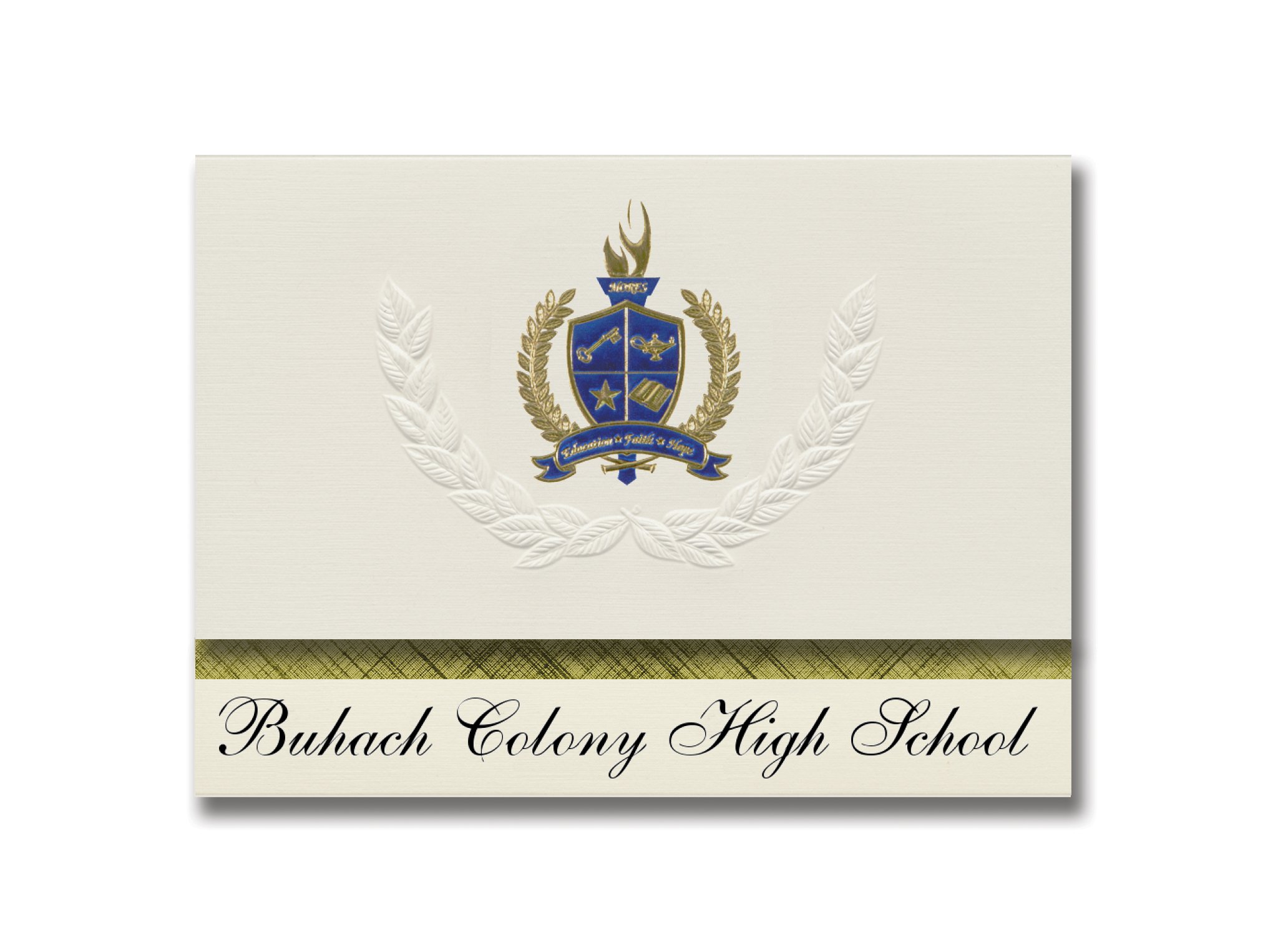 Signature Announcements Buhach Colony High School (Atwater, CA) Graduation Announcements, Presidential style, Basic package of 25 with Gold & Blue Metallic Foil seal