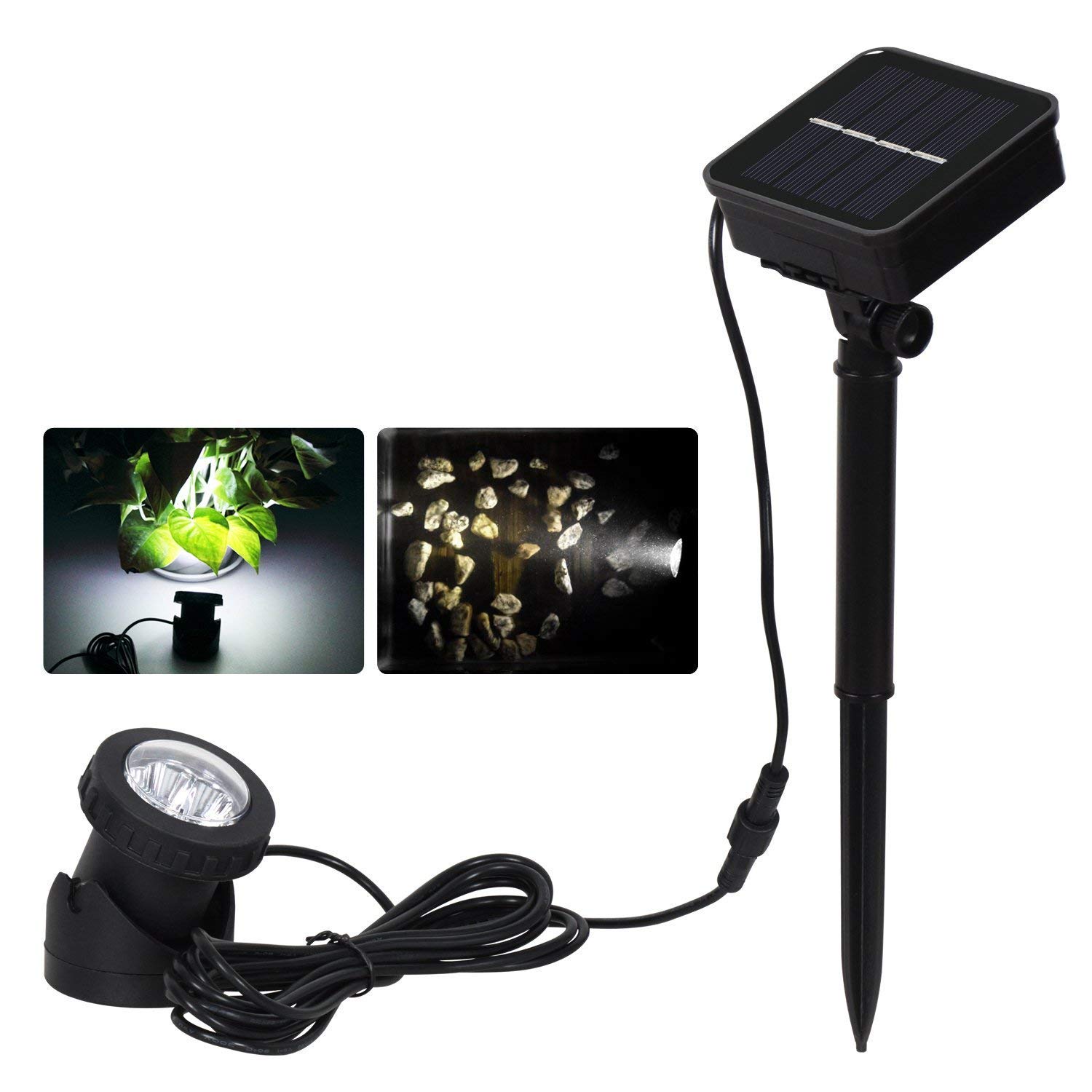 Luce Solare Subacquea per Laghetto,KINGCOO Impermeabili 6LED Lampade Sommergibili Proiettore Faretto Faretto Acquario Luce per Giardino Piscina Cortile Paesaggio Illuminazione Esterna (Bianco)