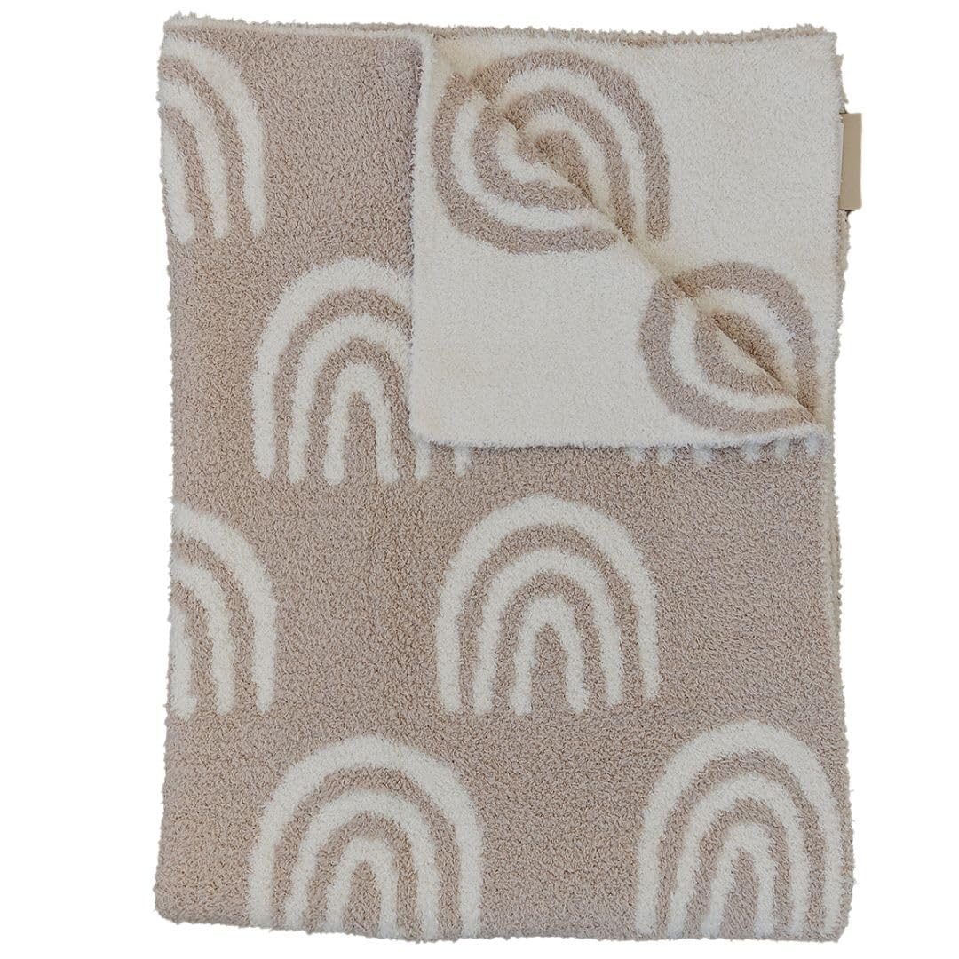 Mebie Baby Taupe Rainbow Plush Baby Blanket 30x40 - Soft, Lightweight, Breathable | Available in Two Sizes