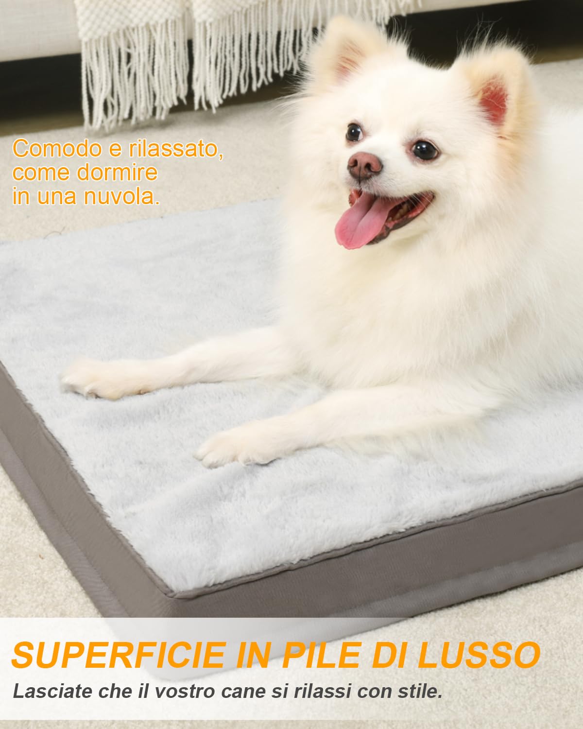 KSIIA Cuccia Cane Interno Taglia Grande e Media, Utilizzabile su Entrambi i Lati, Ortopedico Cuscino per Cani Sfoderabile e Lavabile, Letto per Cani Impermeabile, Materassino Cane Grigio, 90x57x8cm