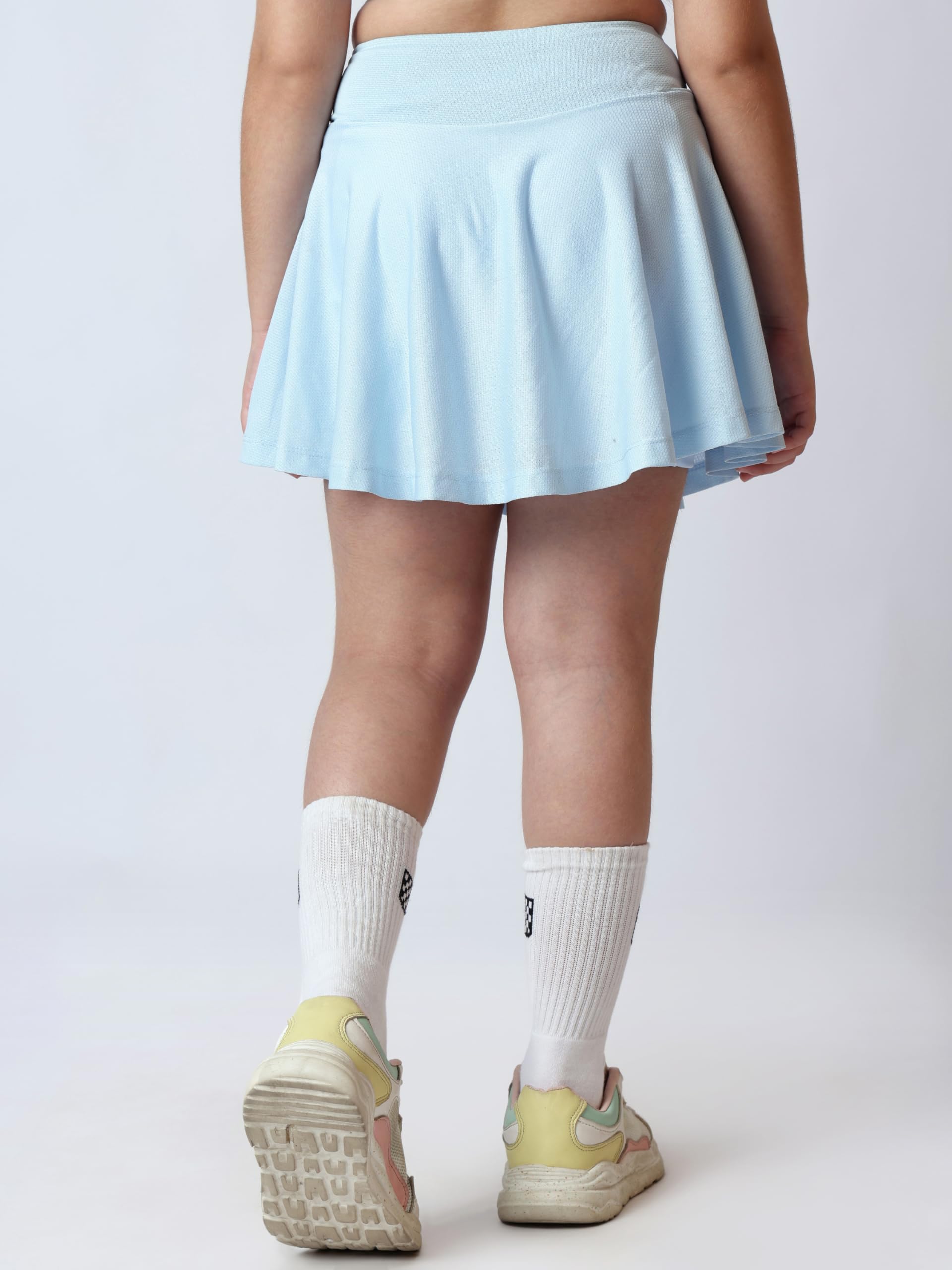 UMILDO Girls Activewear Skorts – Aqua Solid Sports Skorts with Convenient Pockets and Built-in Shorts for Tennis Skating & Dance (Ages 4–14) - Image 3 thumbnail