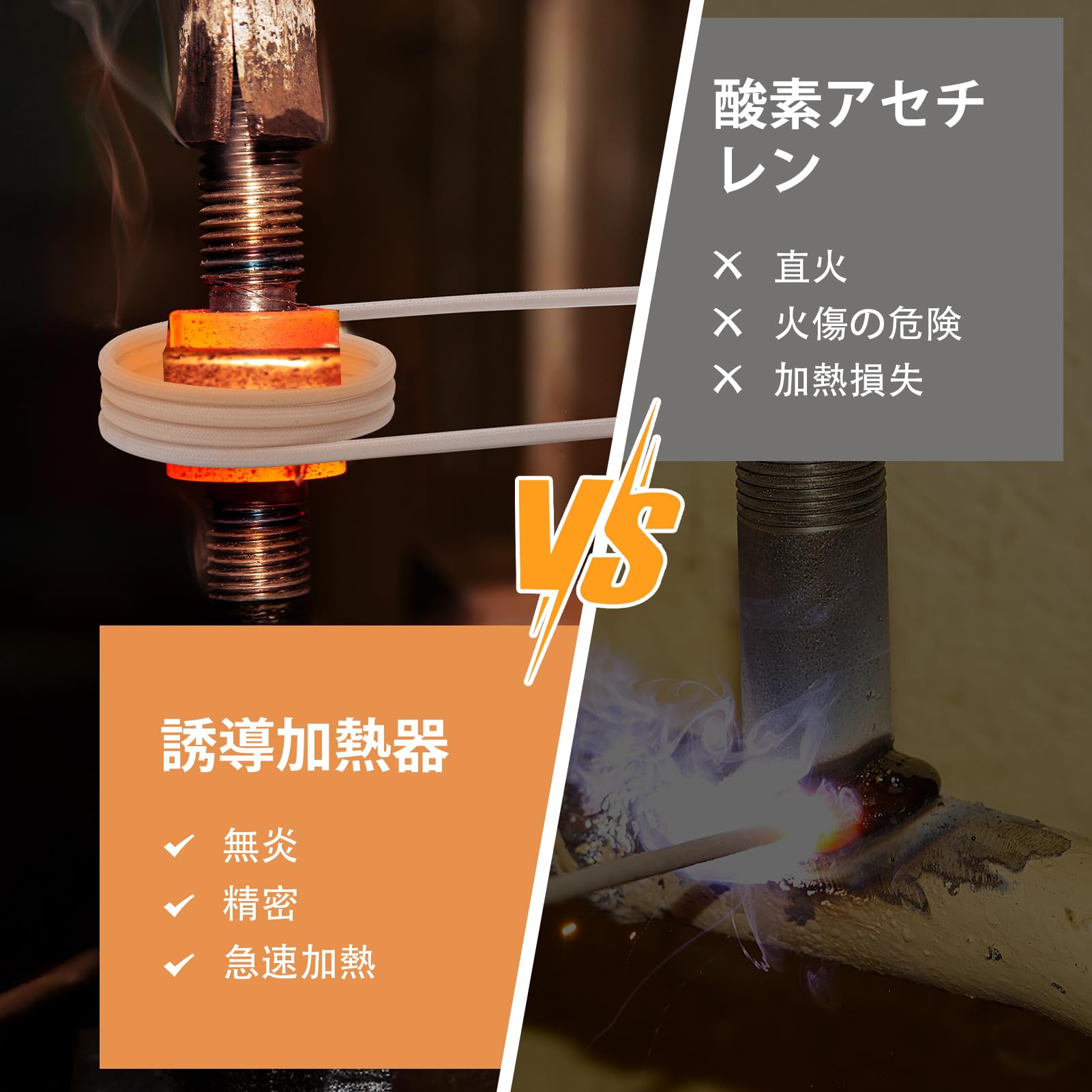 Elraxw 磁気誘導ヒーター 1800W無炎誘導ボルトヒーター 錆びたナット取り外しツール Φ20mm Φ30mm Φ60mm コイル付き 日本語取扱説明書付き