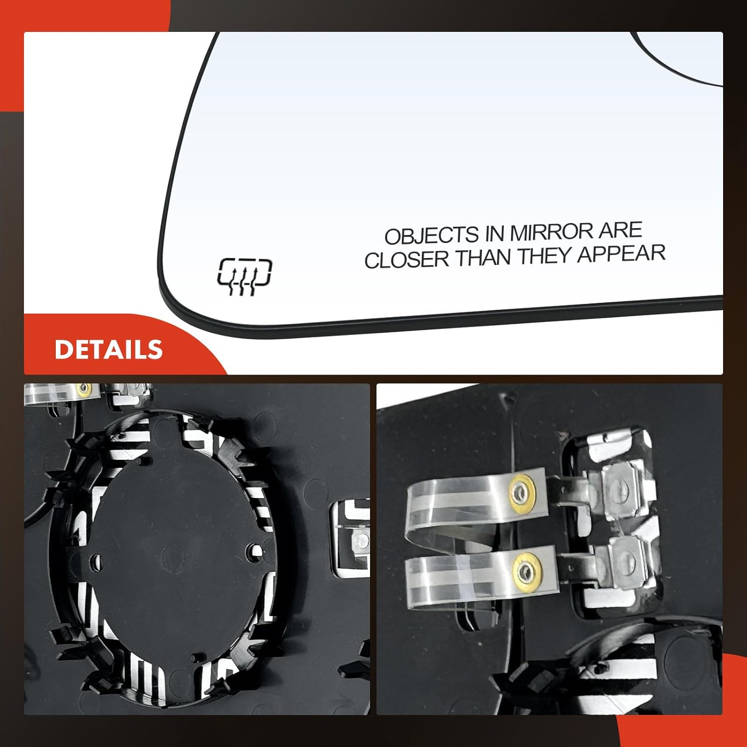 A-Premium Right Passenger Side Heated Mirror Glass with Backing Plate - Compatible with Ram 1500 2019 2020 2021 2022, Exterior Side View Convex Mirror with Blind Spot Detection Spotter Glass