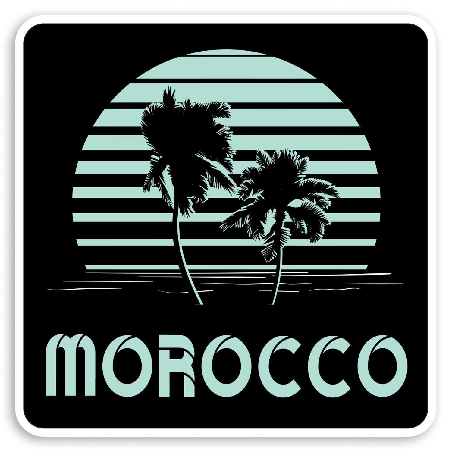 Destination Vinyl Ltd Multi 2 X 10Cm Morocco North Africa Vinyl Stickers - Tropical Luggage Sticker #31329 (10Cm Wide)